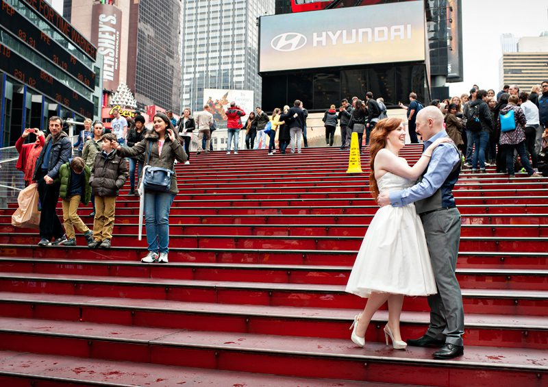 Bride and Groom in Times Square