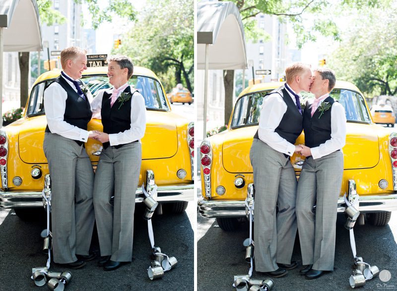 Same Sex Wedding Central Park Checker Cab 