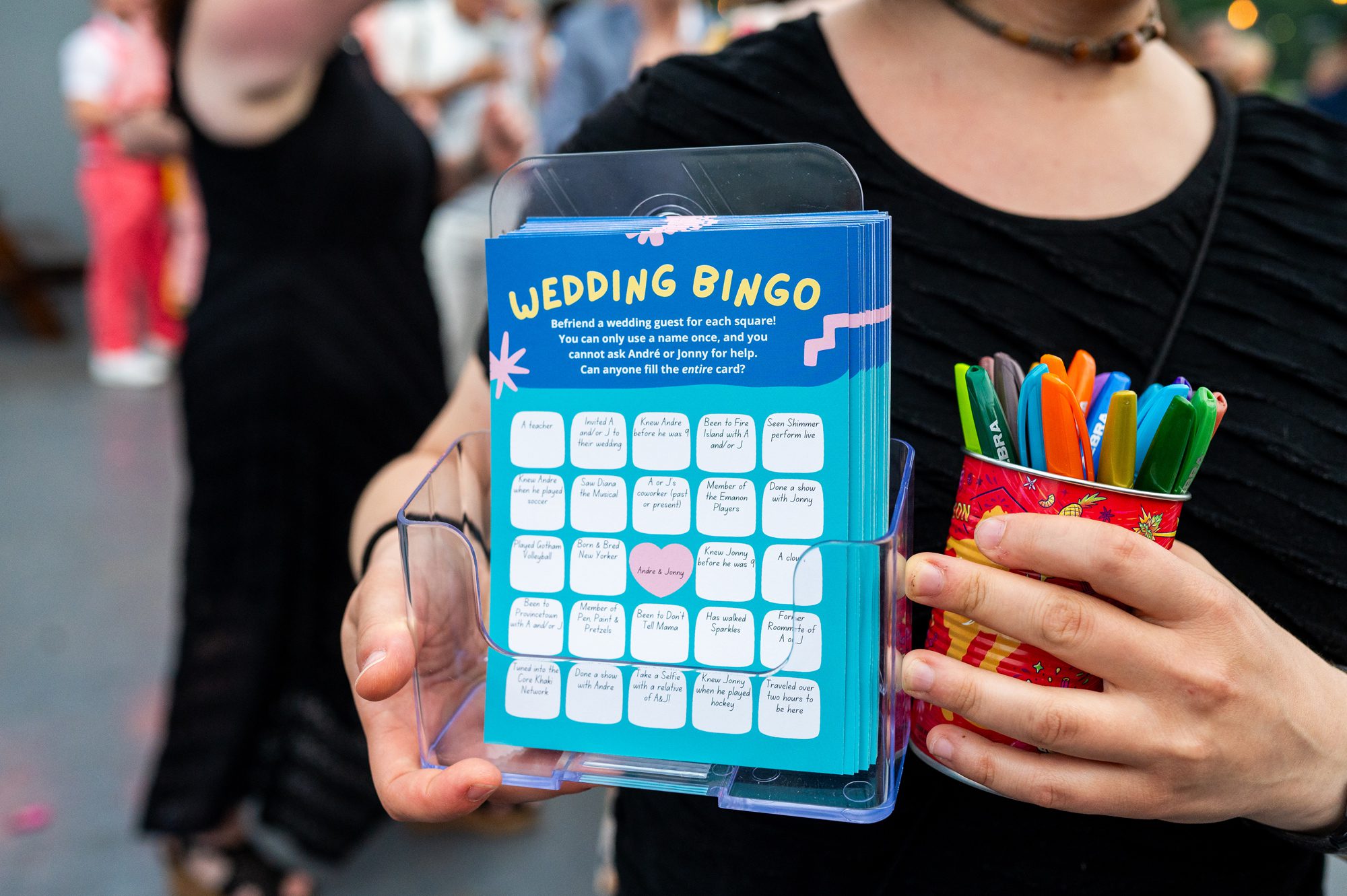Photo of a wedding bingo card