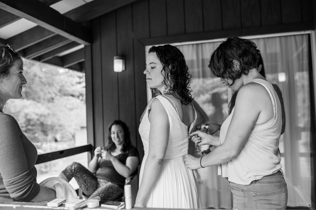 Black and White Bride Getting Ready