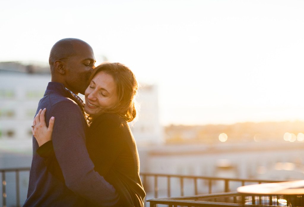 Rooftop Sunset Engagement Photos