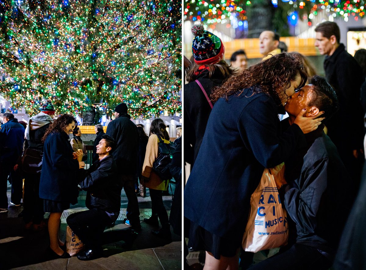 Surprise Proposal at Rockefeller Center Holiday Tree
