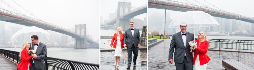 Rainy Day Wedding Brooklyn Bridge