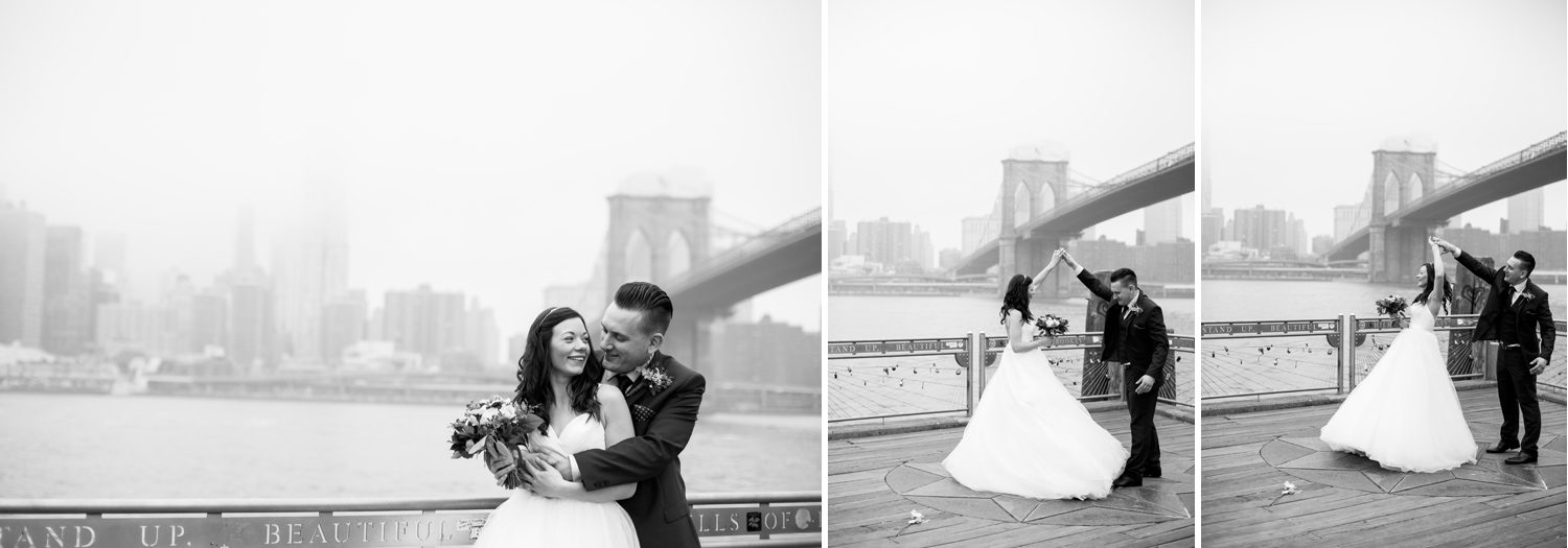 Brooklyn Bridge Wedding Black and White