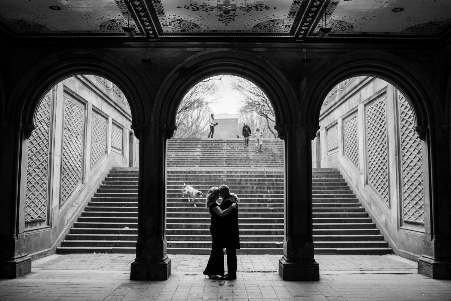 Black and White Wedding Photo in Central Park 
