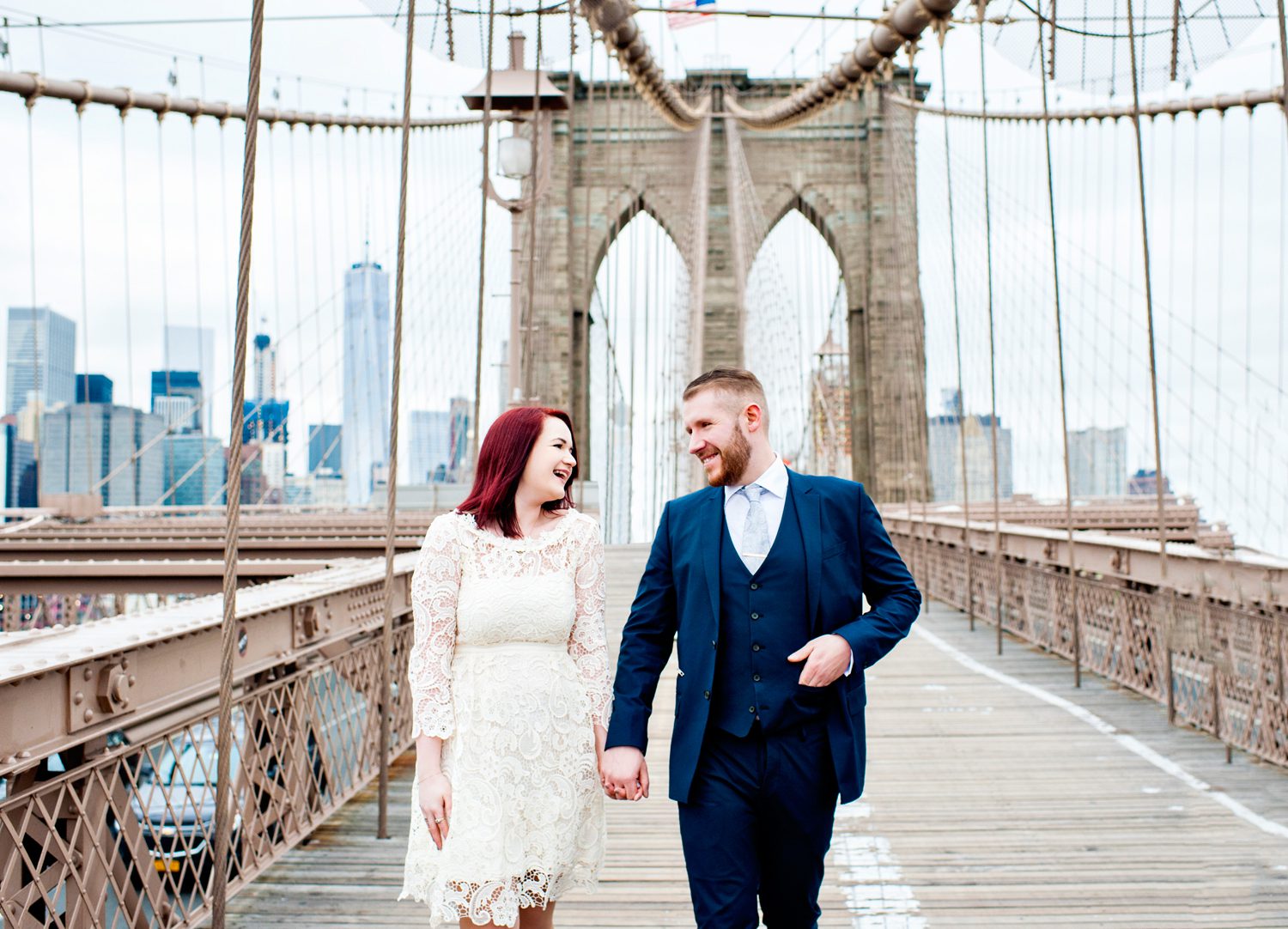 Bride and Groom on Brooklyn Bridge 