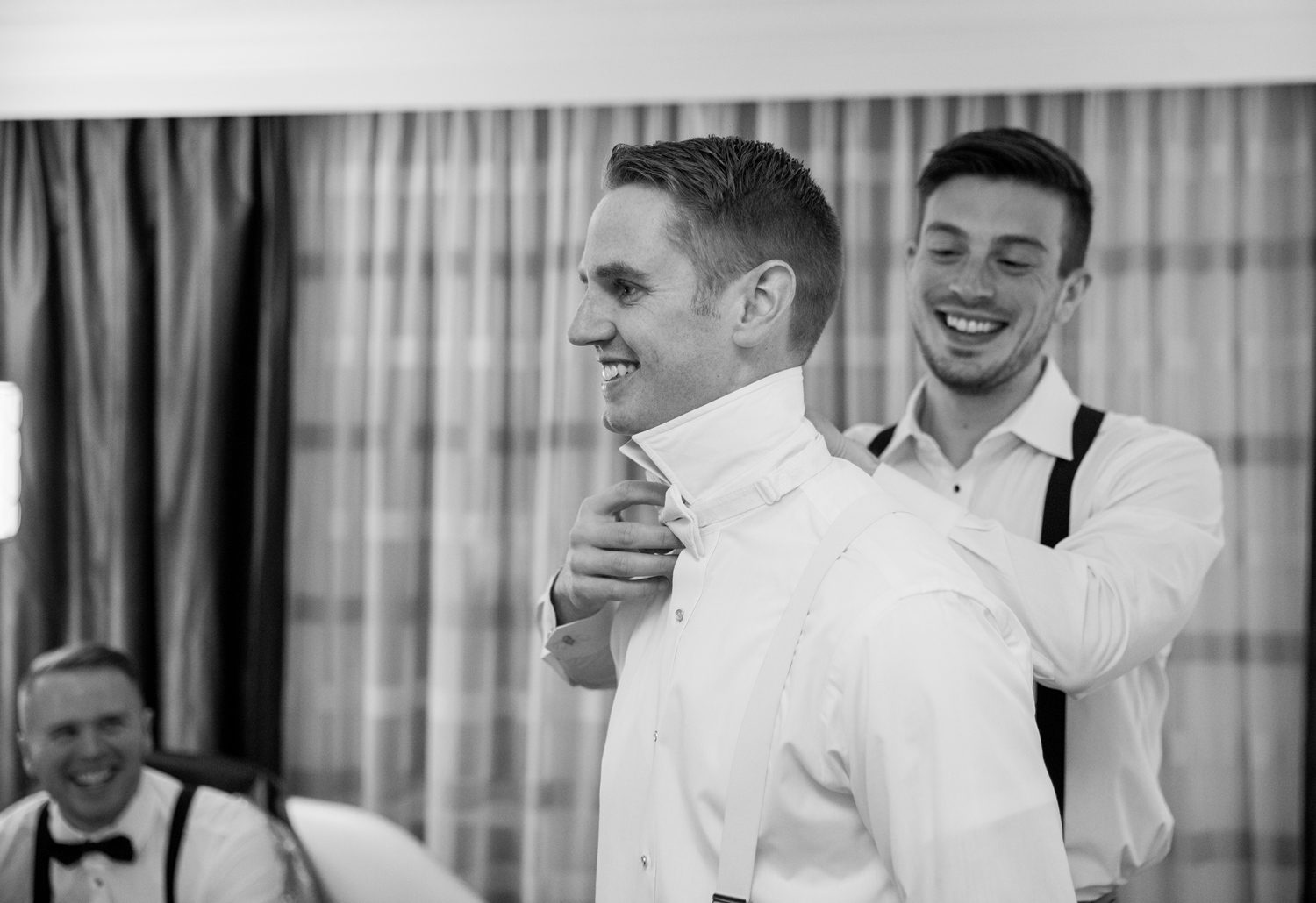 Black and White Groom Getting Ready