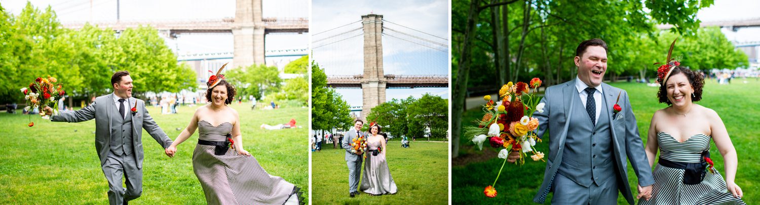 Fun Wedding Photos in Brooklyn Bridge Park 
