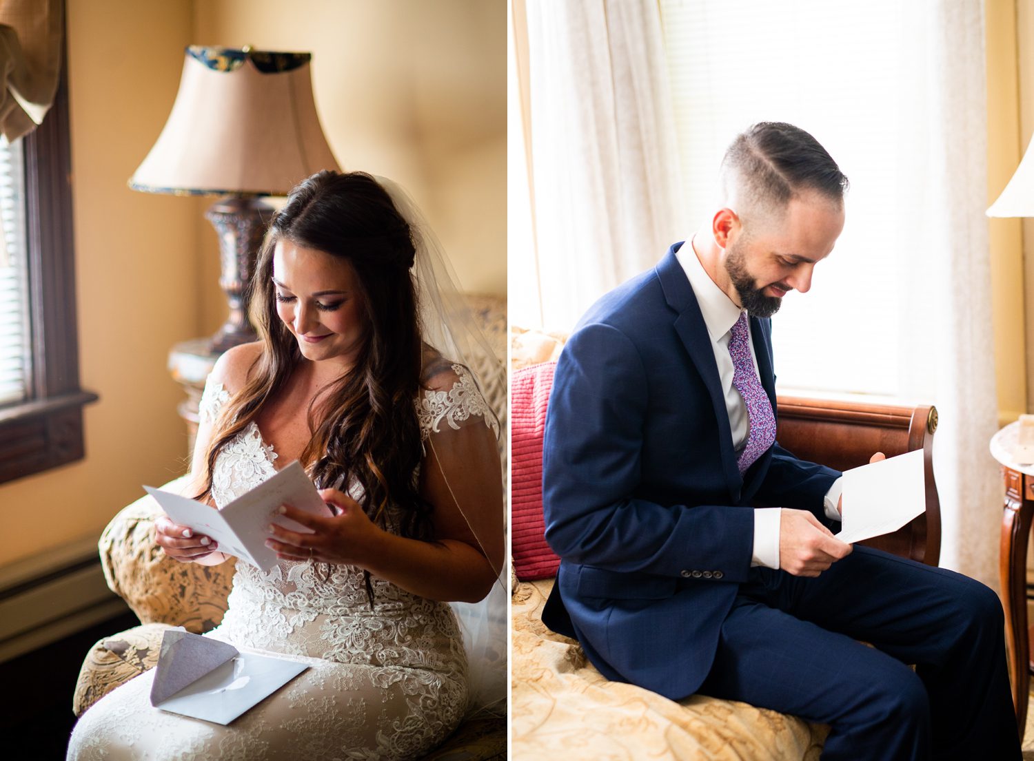 Bride and Groom Exchanging Cards