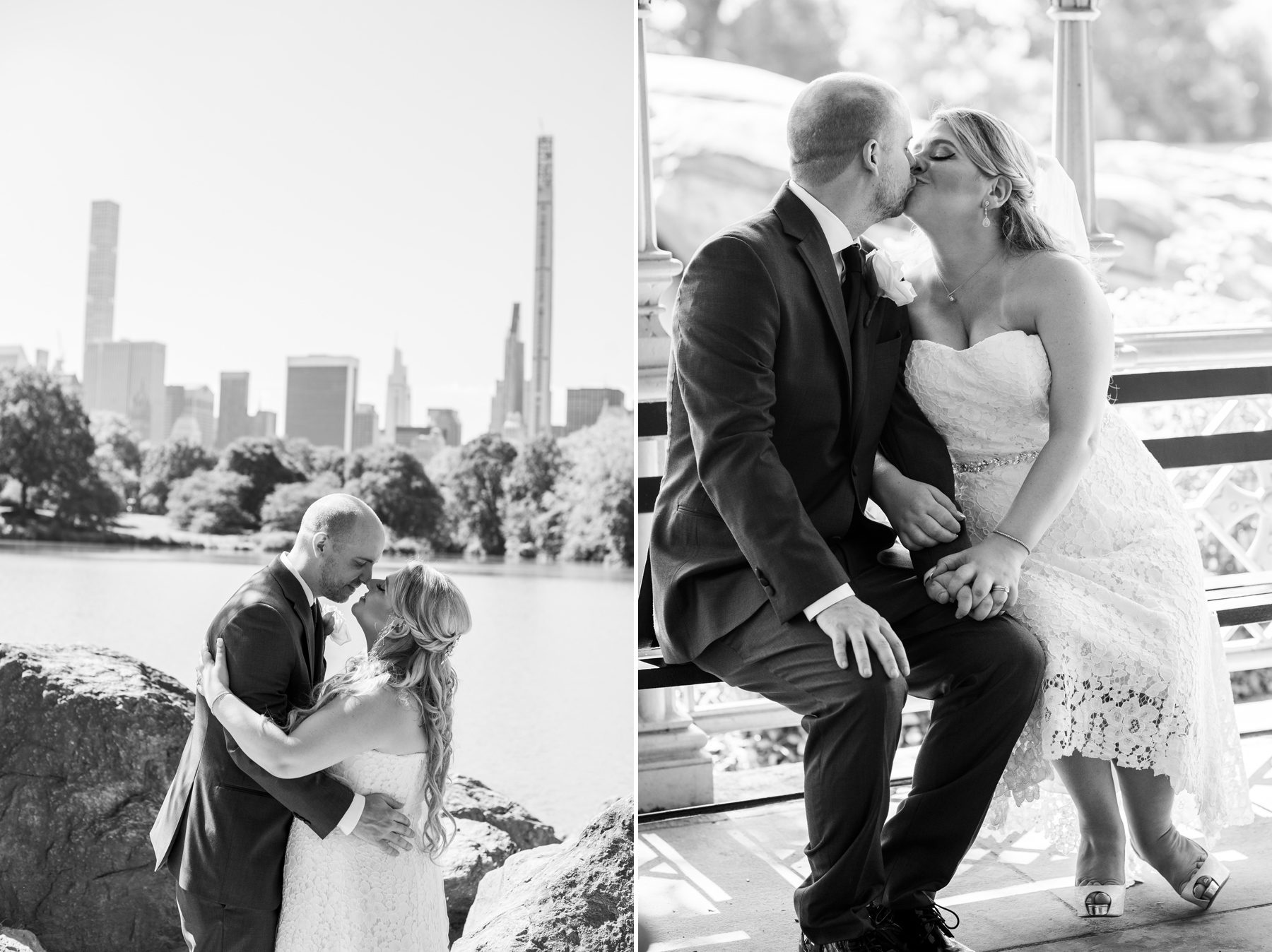 Black and White Elopement Photos in Central Park 