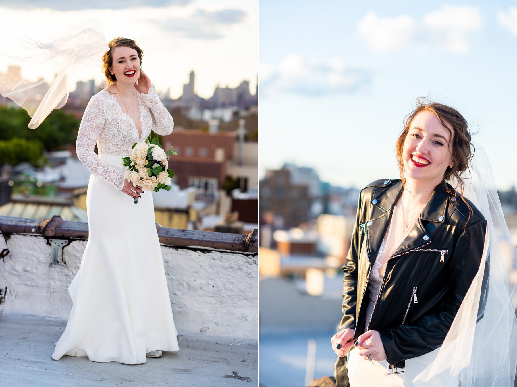 Bride Photos with Leather Jacket