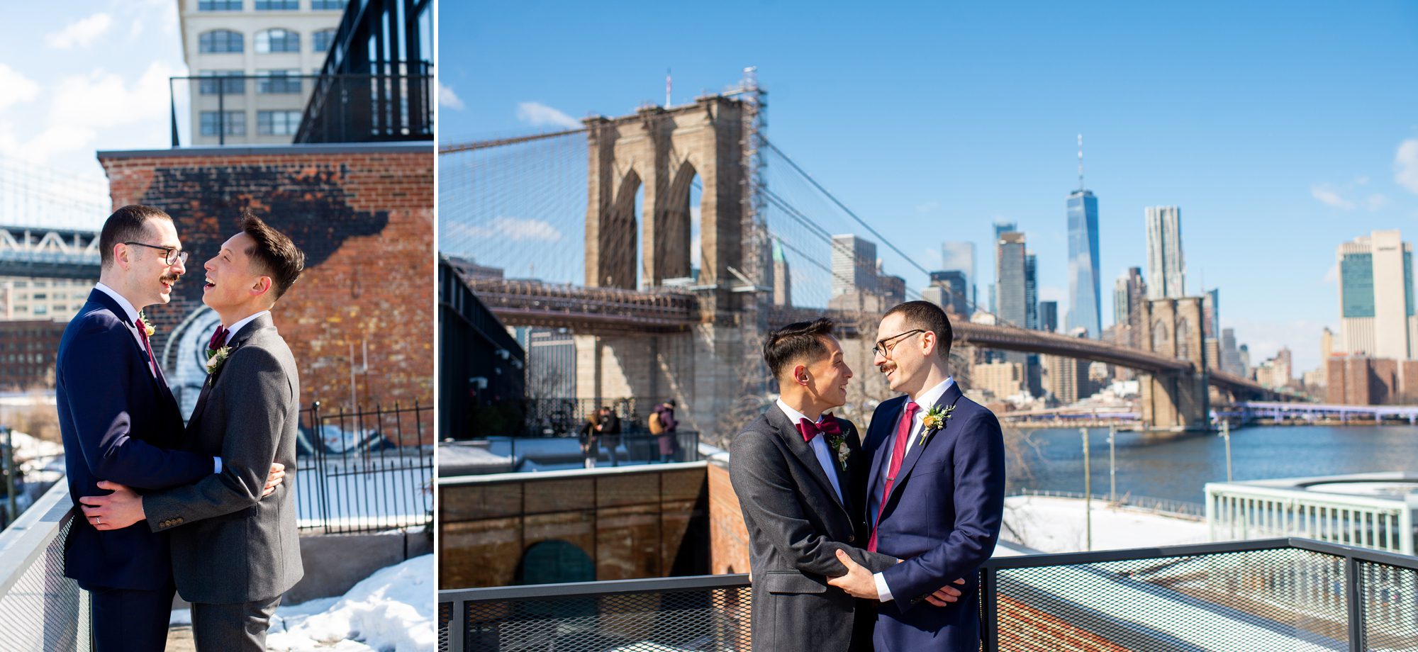 Elopement with Two Grooms in Brooklyn 