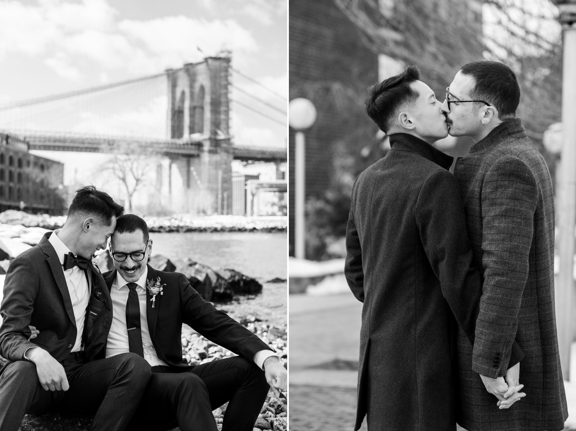 Black and White Wedding Photos with Two Grooms 