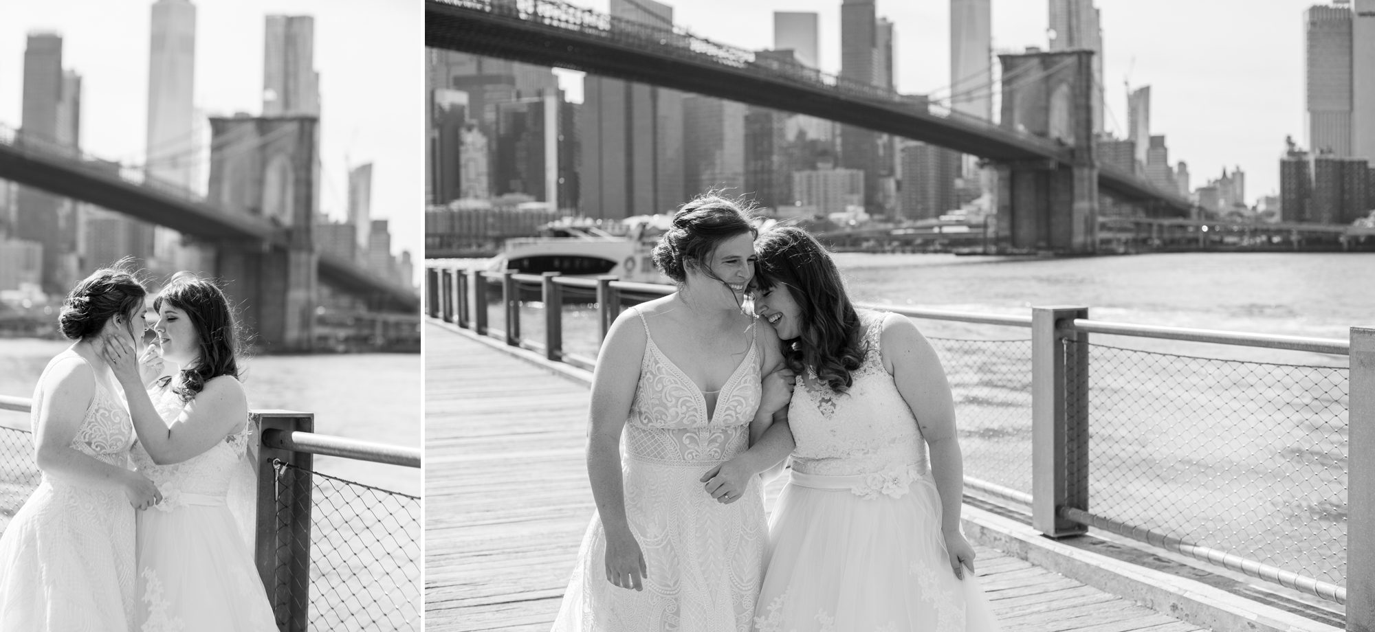 Black and White Elopement Photos with Two Brides 