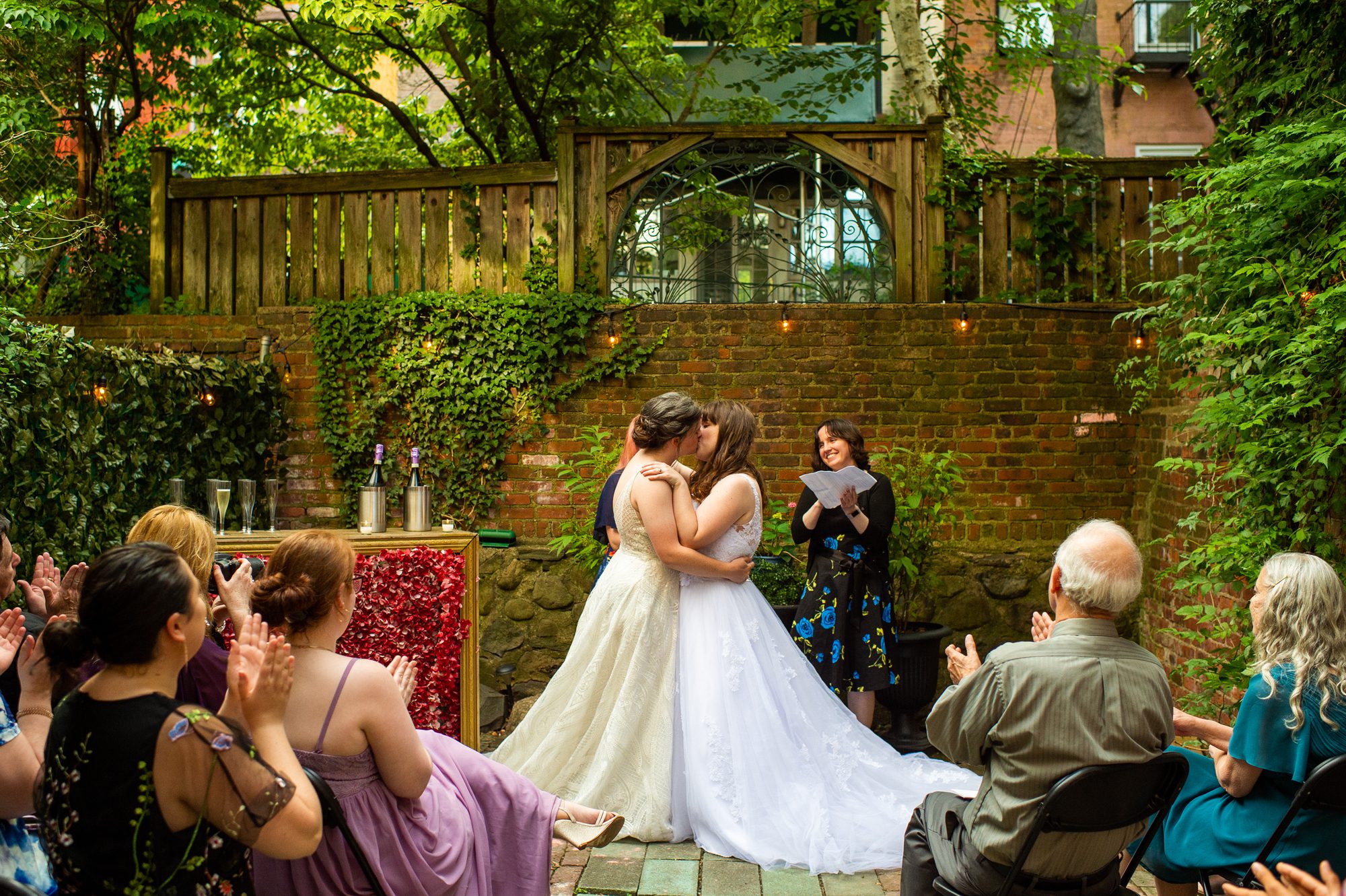 Two Brides Kissing Wedding Ceremony