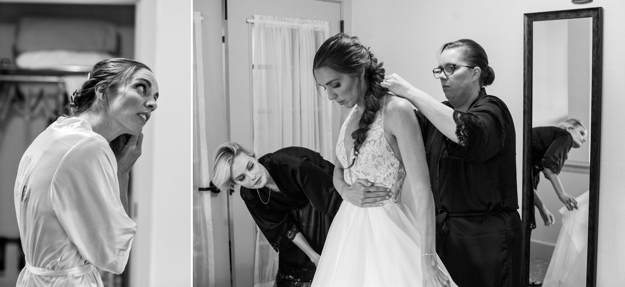 Black and White Bride Getting Ready