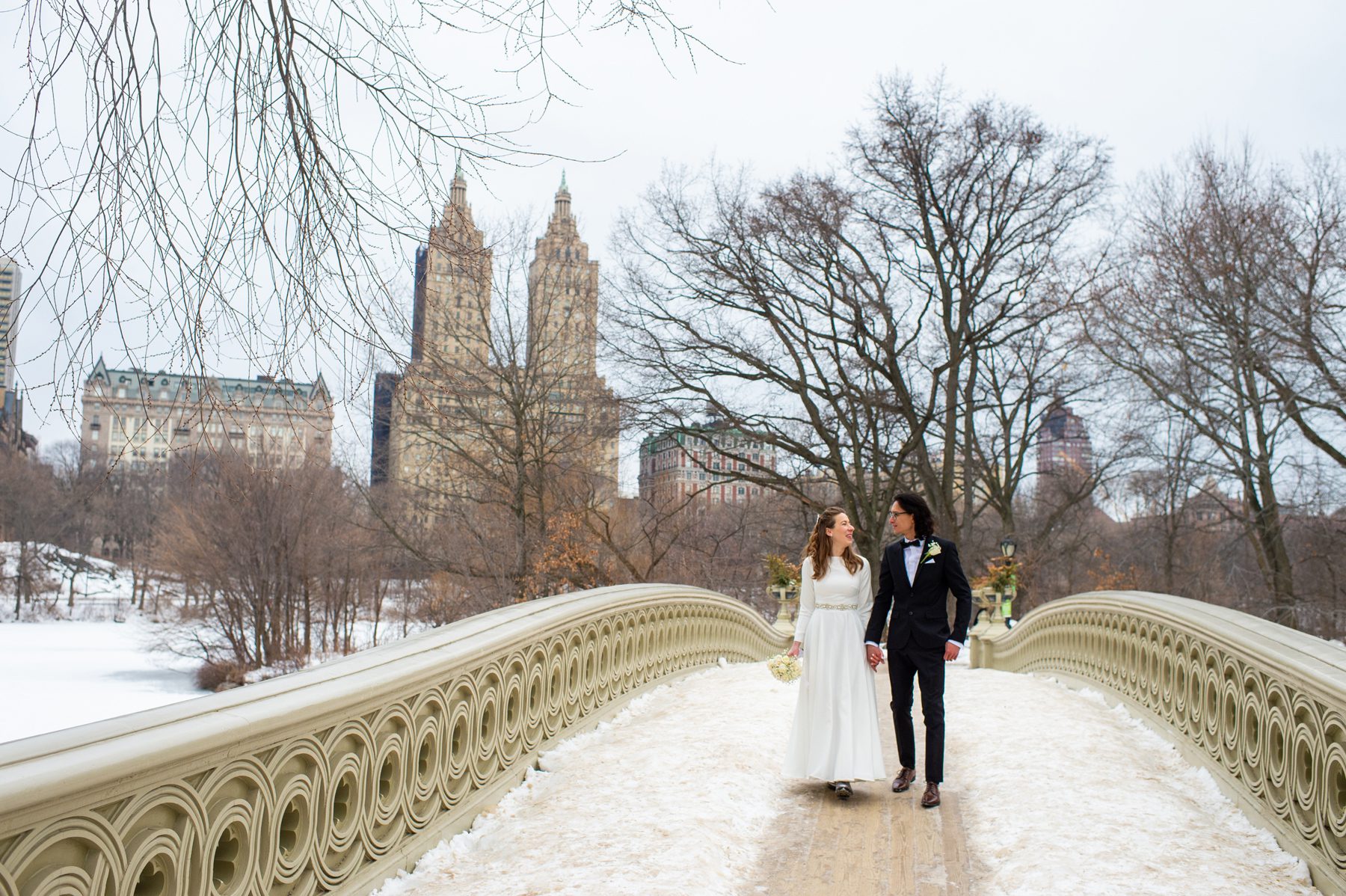 Bow Bridge Winter Wedding in Central Park 