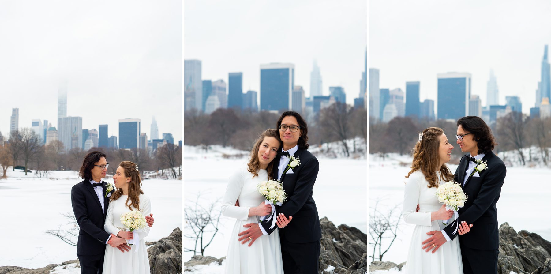 Winter Wedding Photo in Central Park 