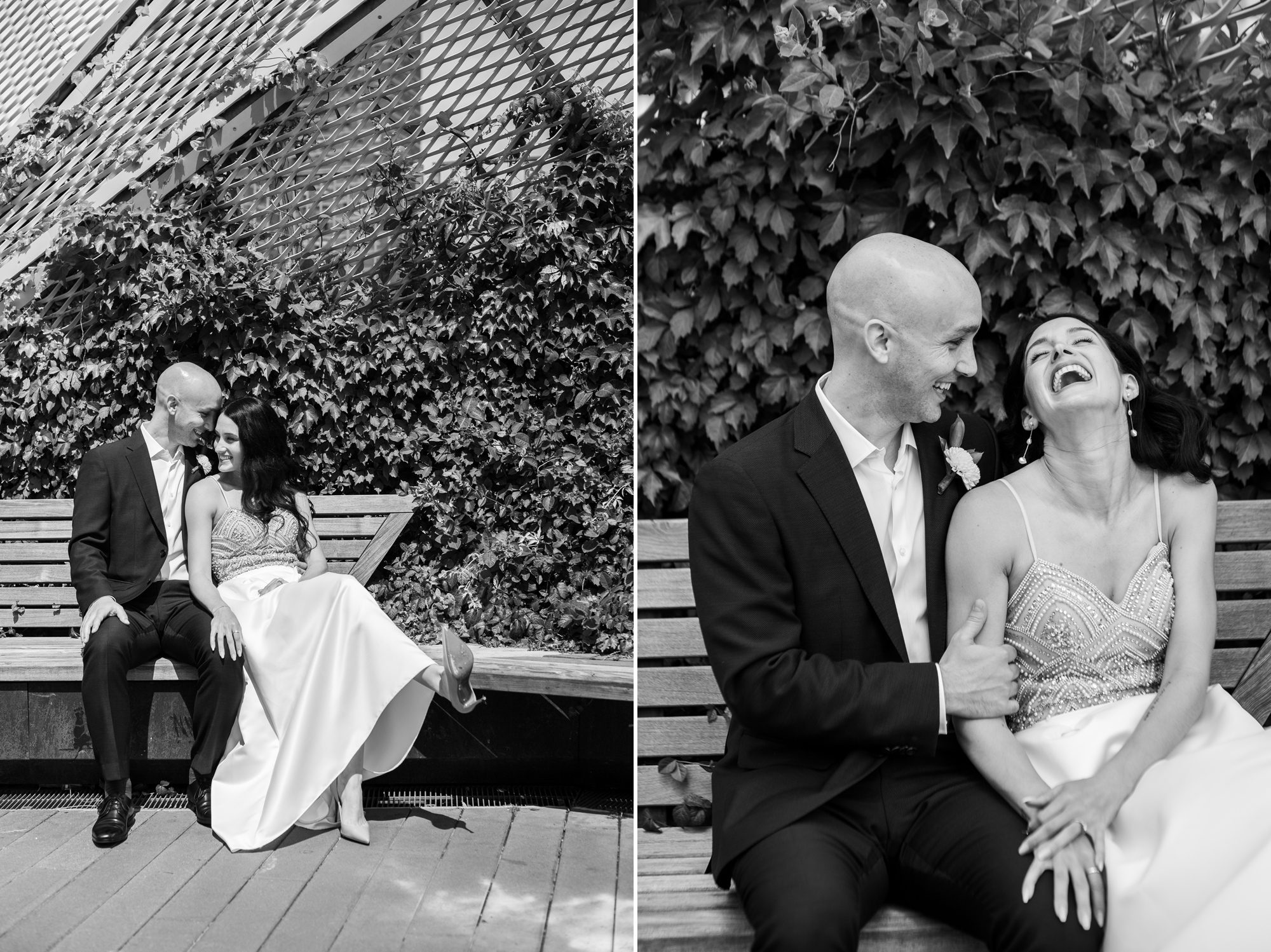 Black and White Wedding Photos at Pier 35 Manhattan 