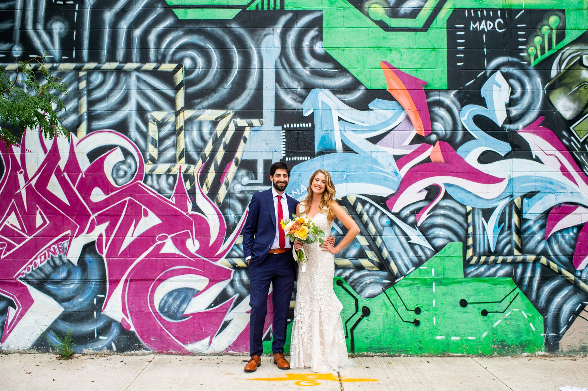 Brooklyn Wedding Photos with Street Art