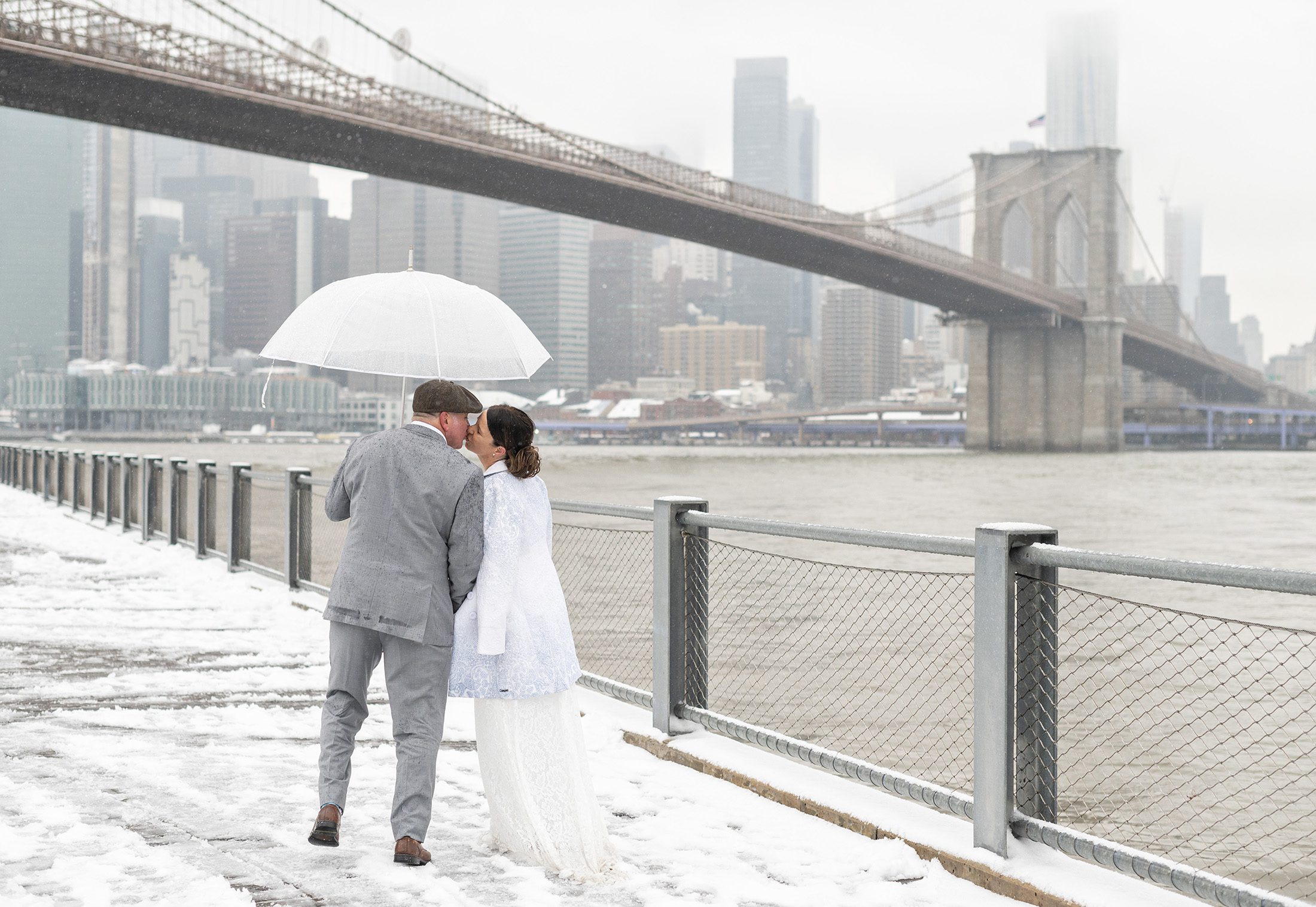 Winter Wedding in NYC Brooklyn Bridge