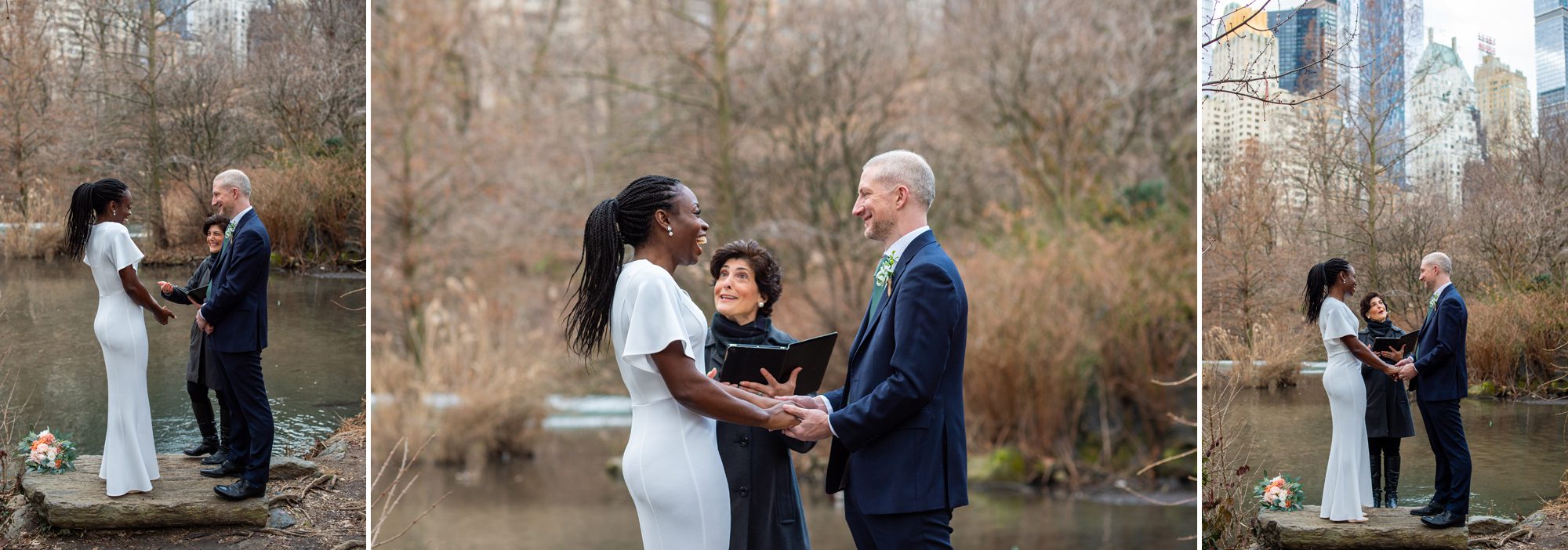Winter Elopement in Central Park Without Snow
