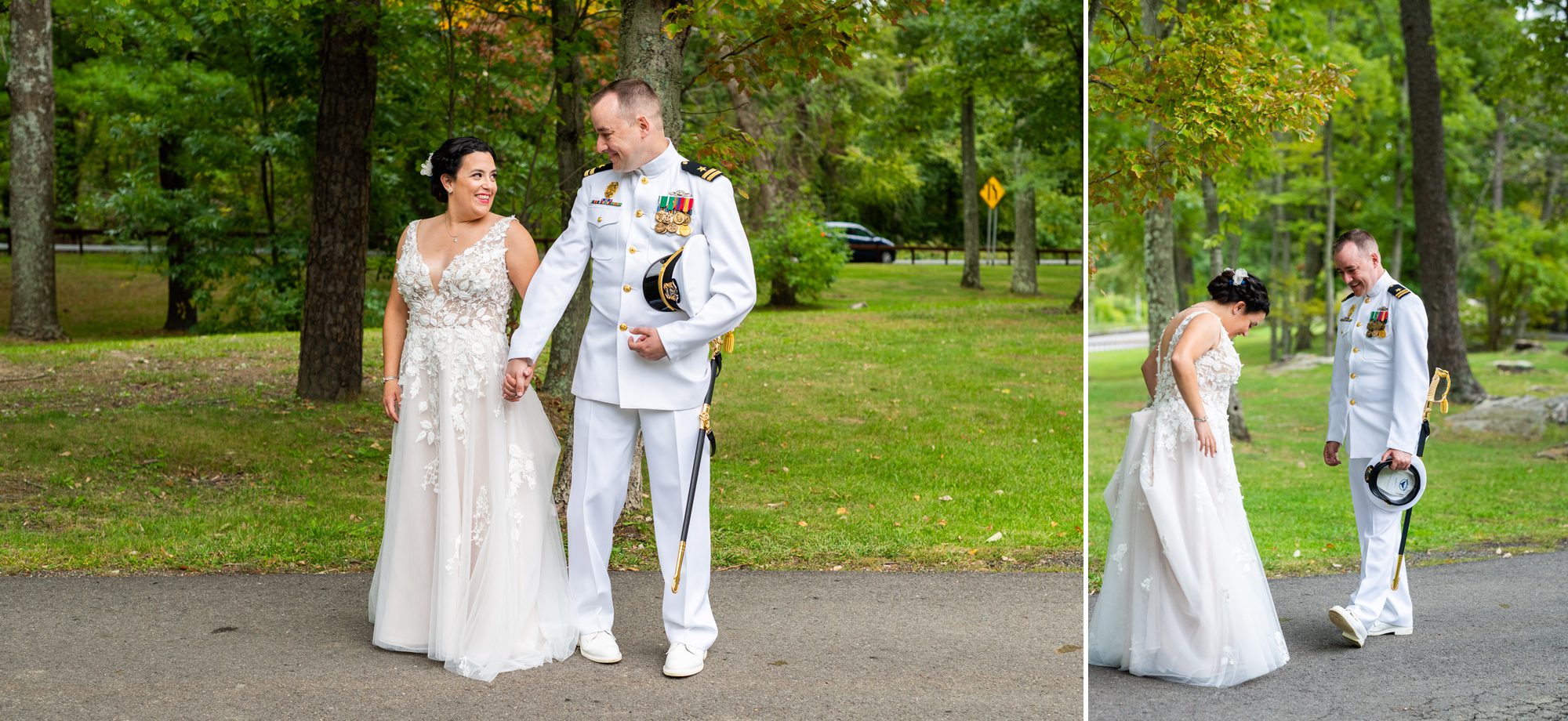 First Look Groom in Uniform