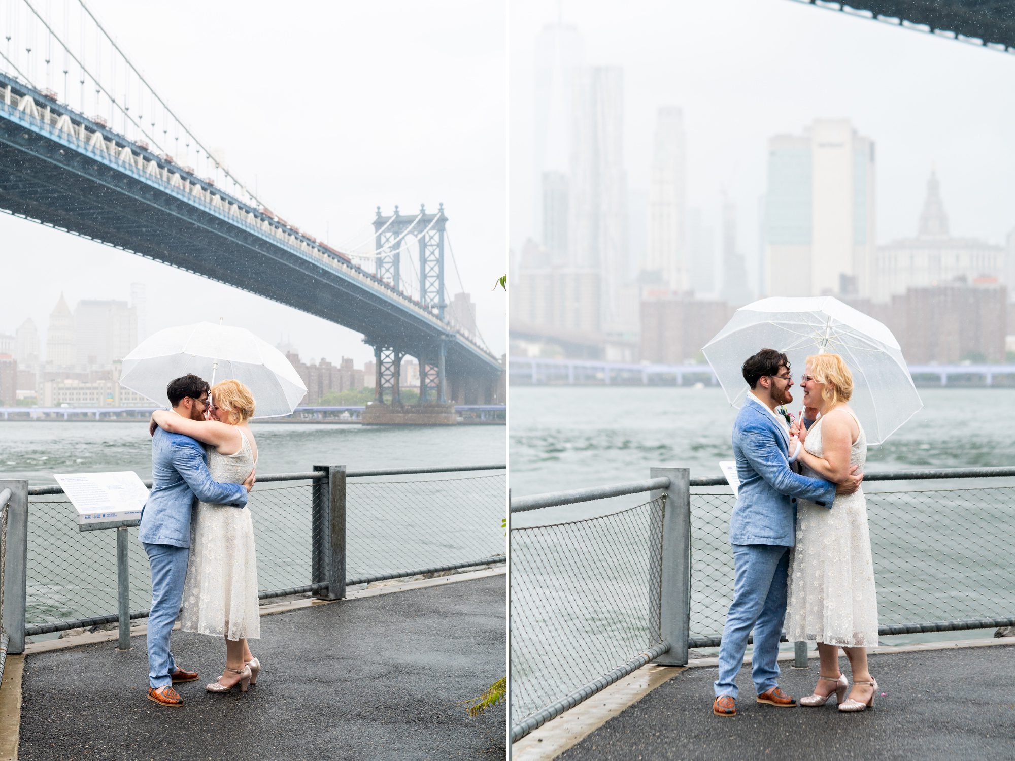 Rainy Day Wedding Brooklyn Bridge Park 
