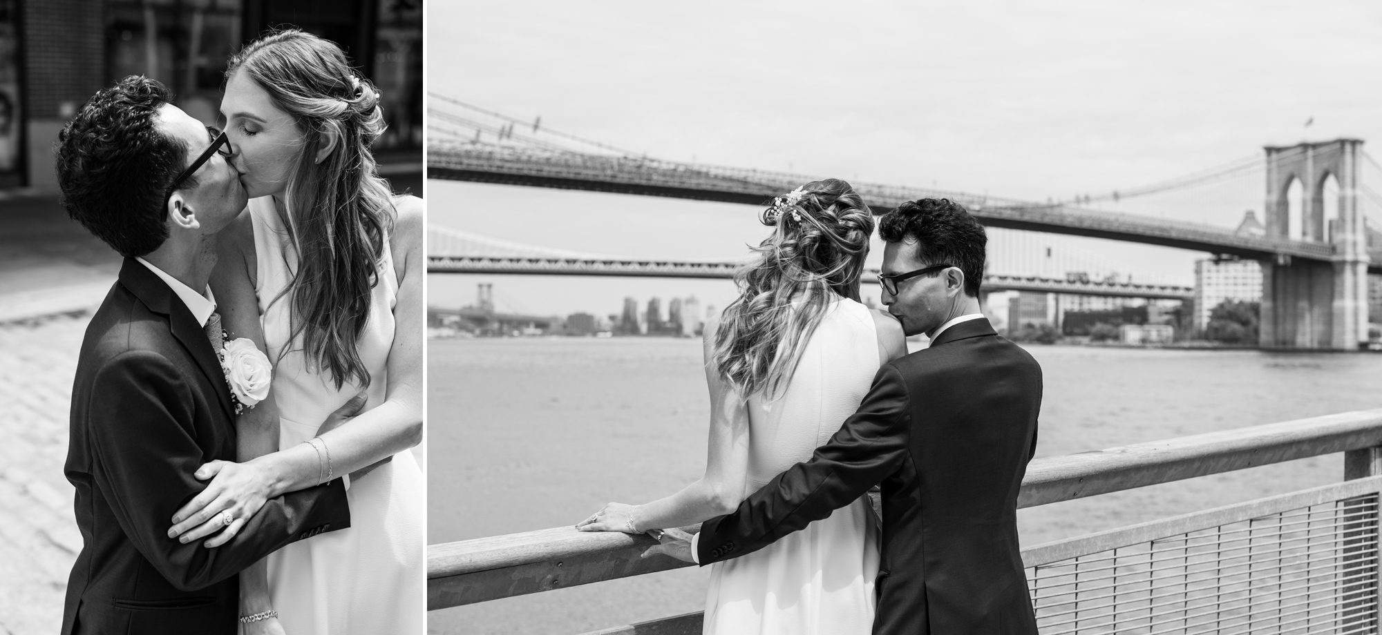 Black and White Elopement Photos South Street Seaport