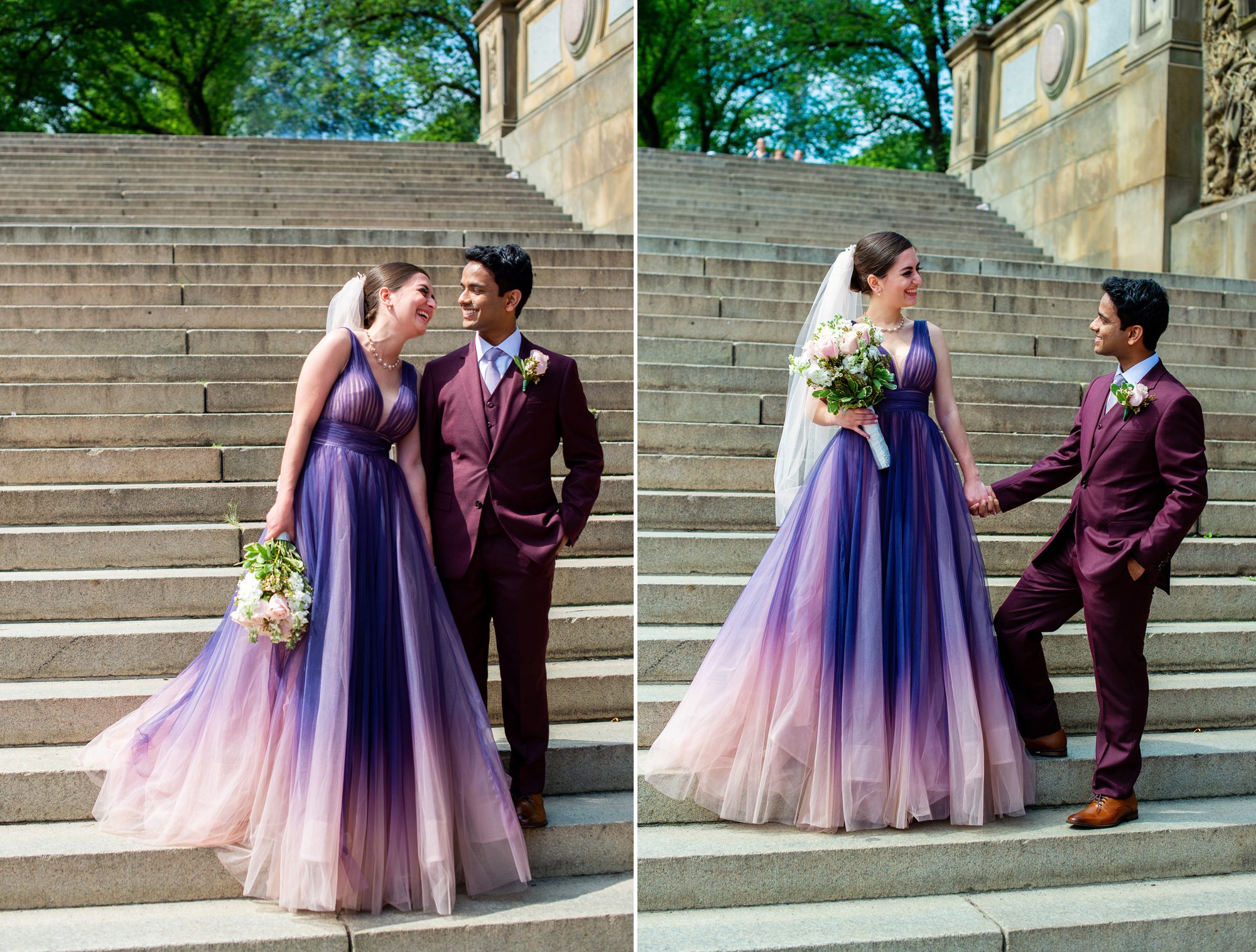 Bride in Purple Dress