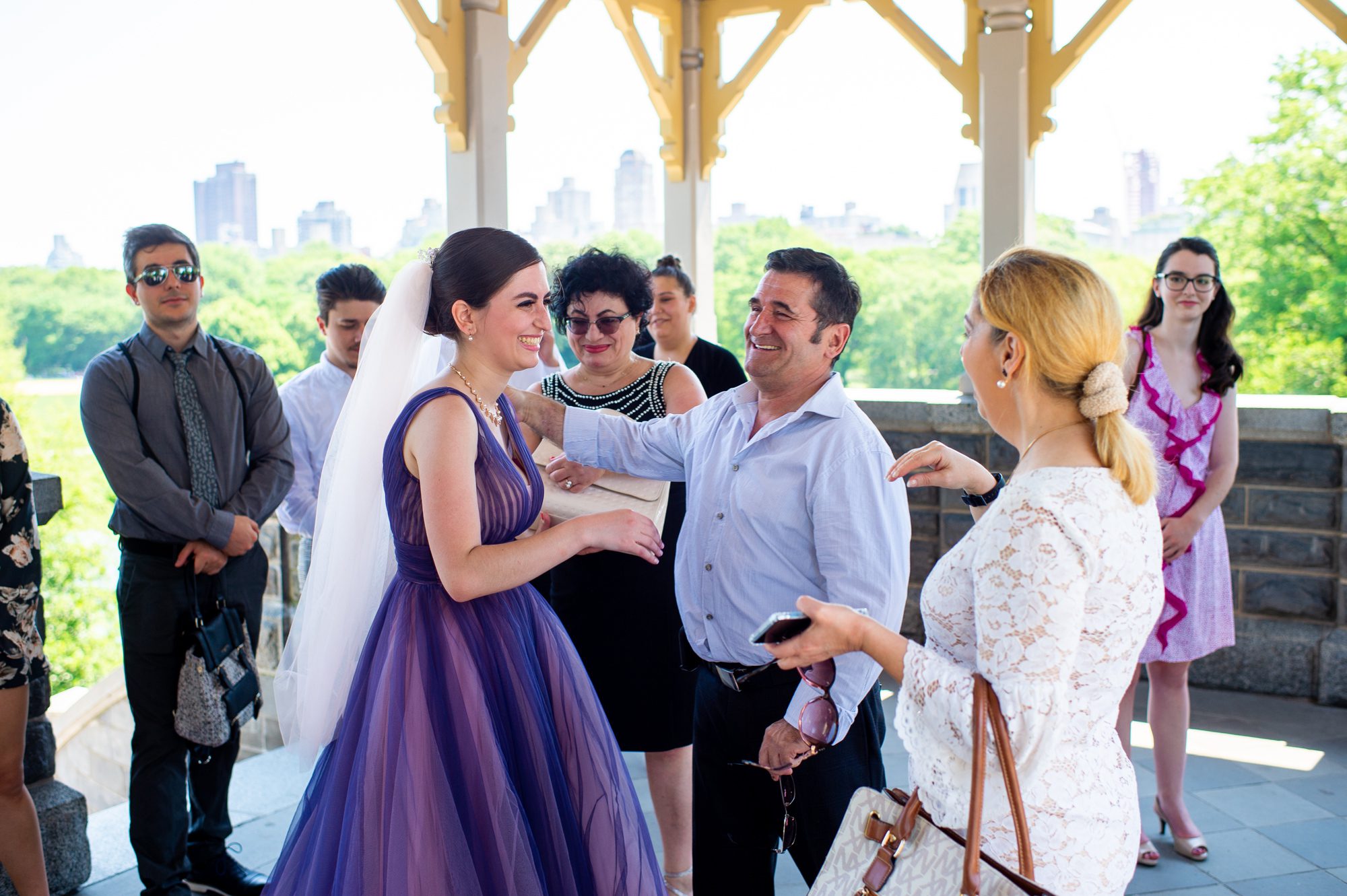 Bride Greeting Family at Central Park Wedding