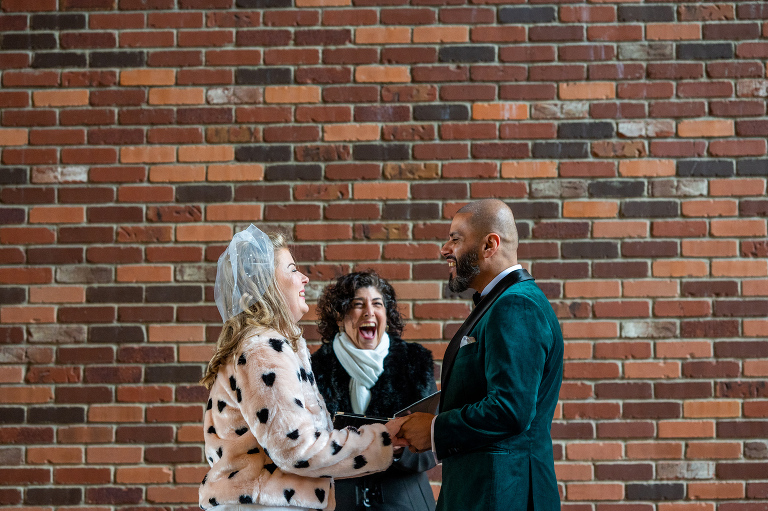 Groom in Green Velvet Jacket for Elopement Ceremony