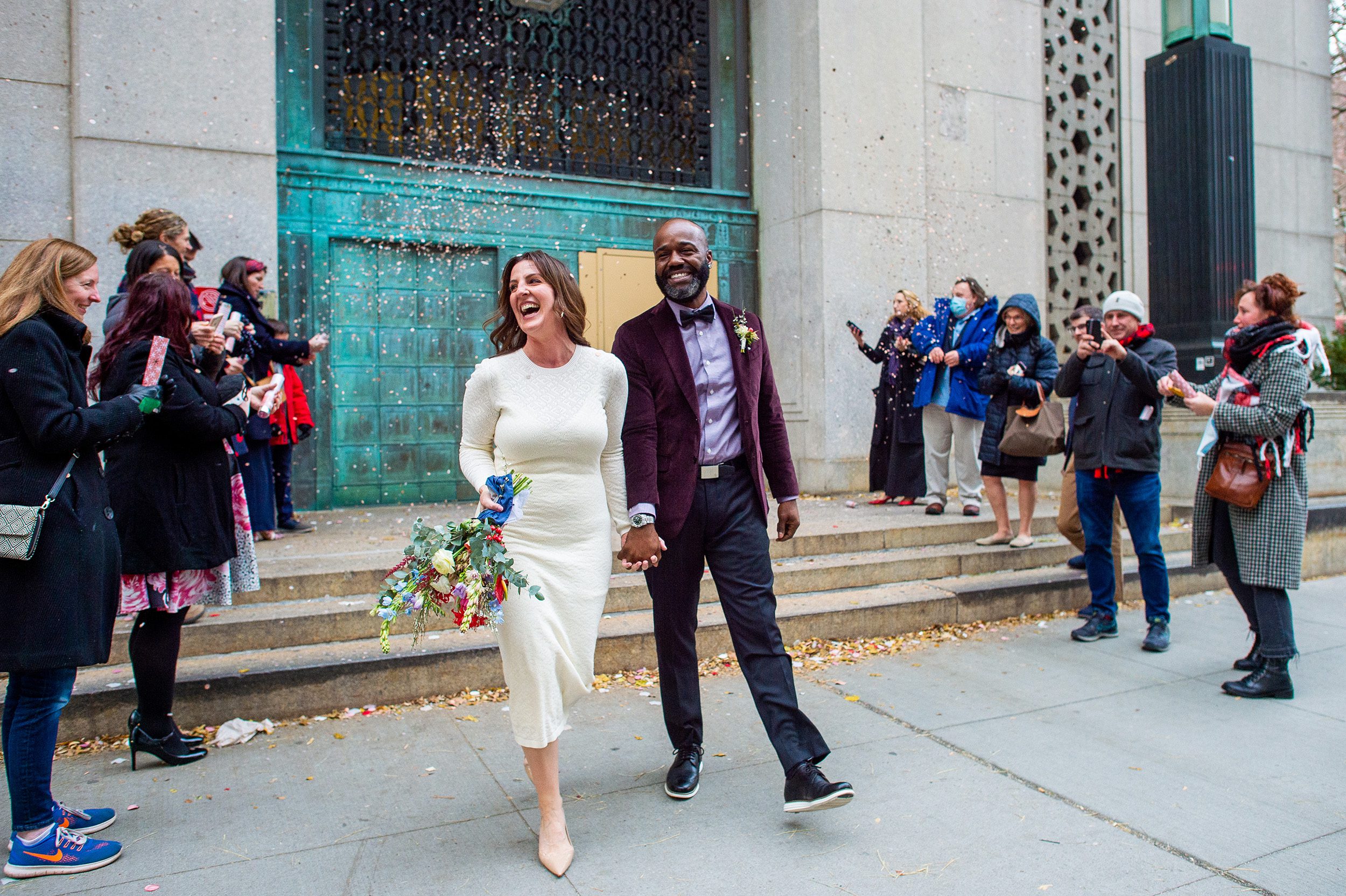 Couple Exiting City Hall after their NYC Elopement 