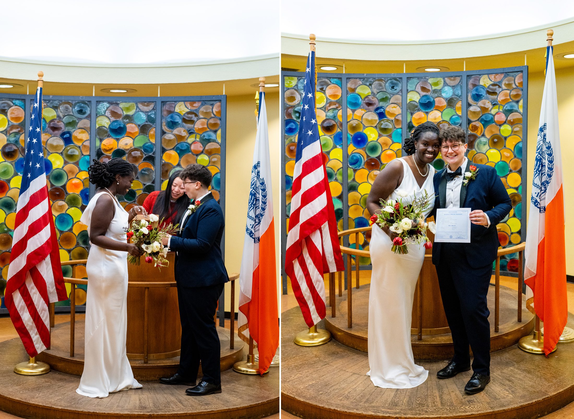 Couple getting married at Brooklyn City Hall