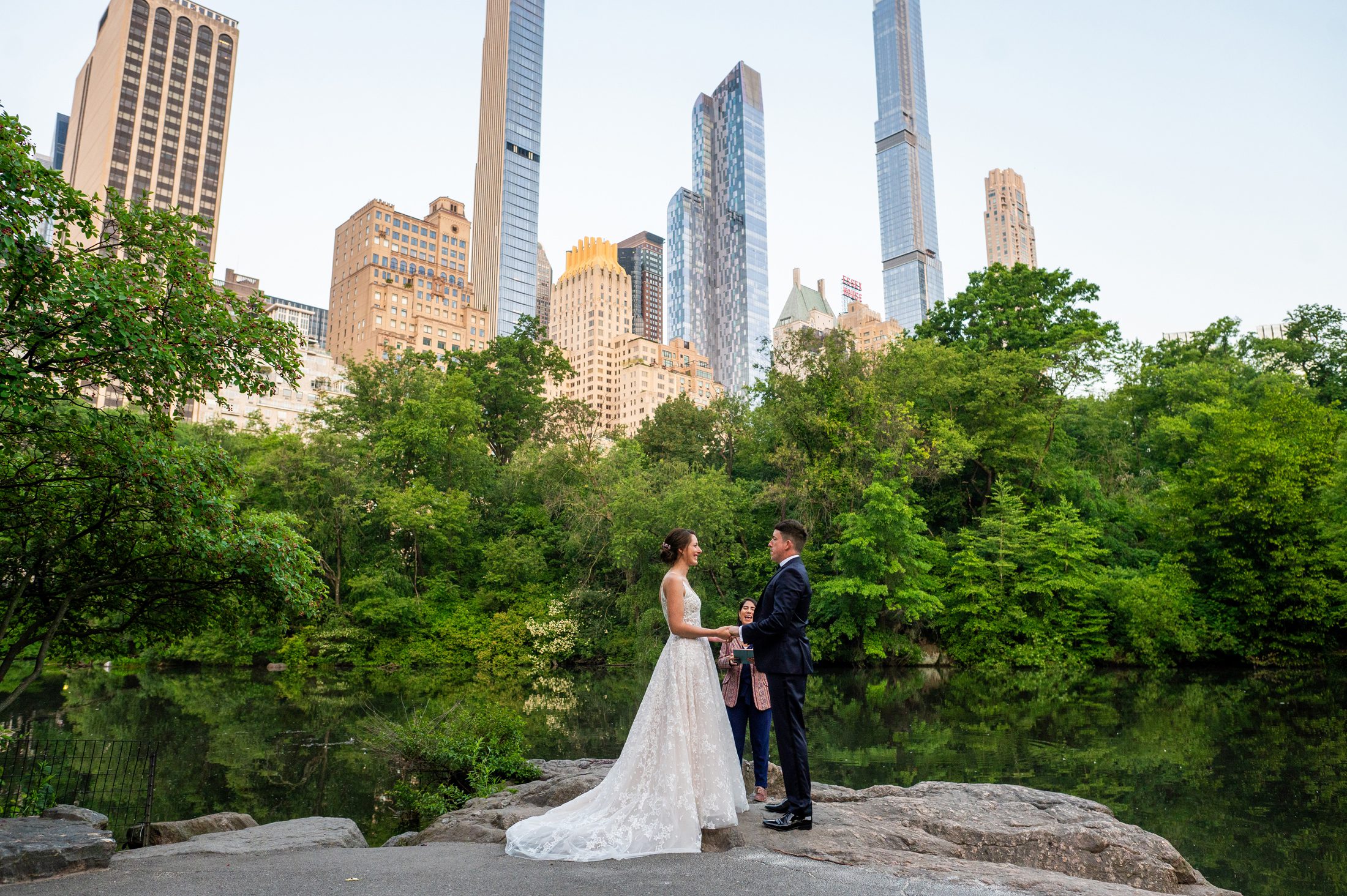 Sunrise wedding ceremony in Central Park NYC 