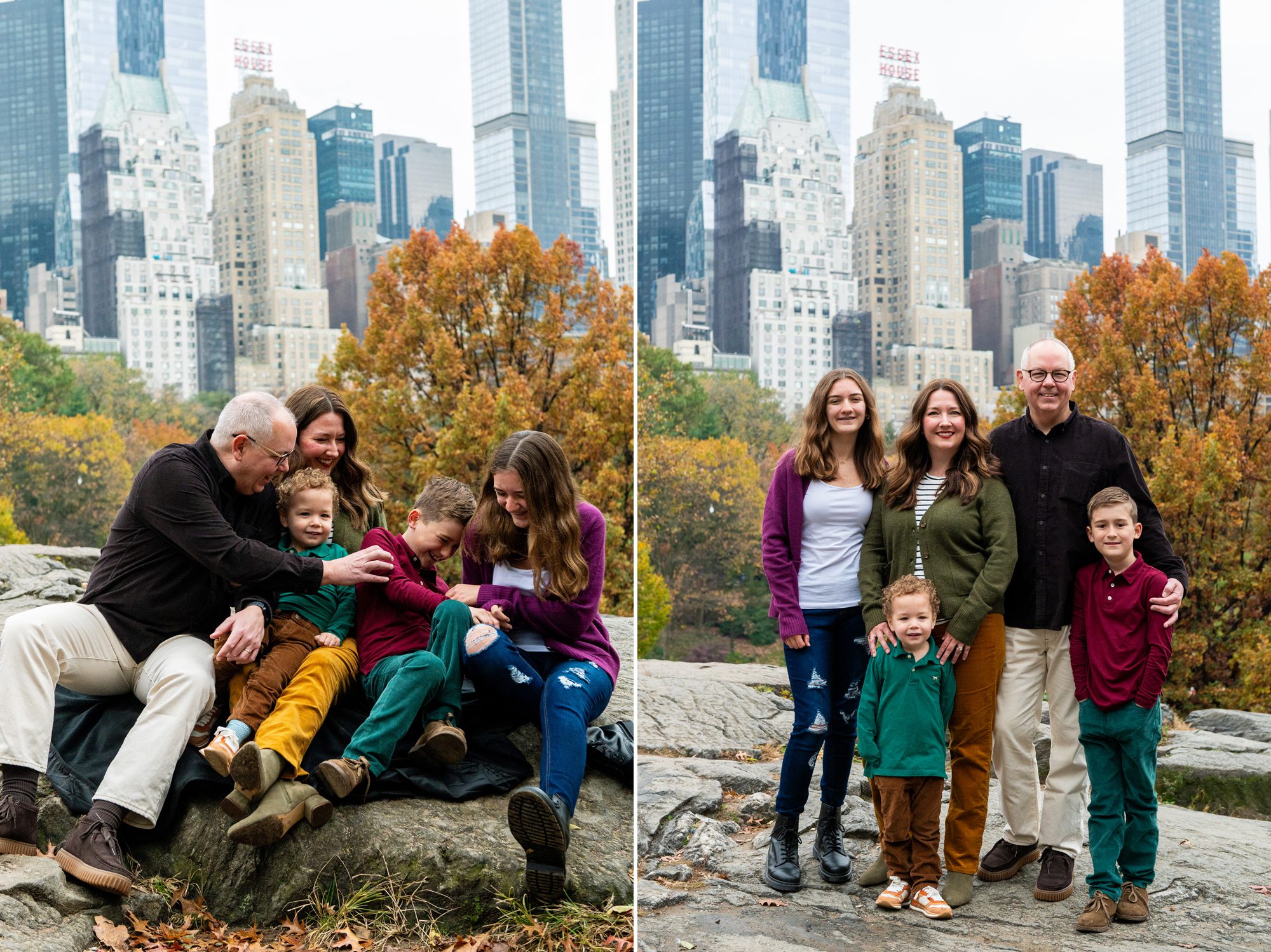 Family photos in Central Park in the fall. 