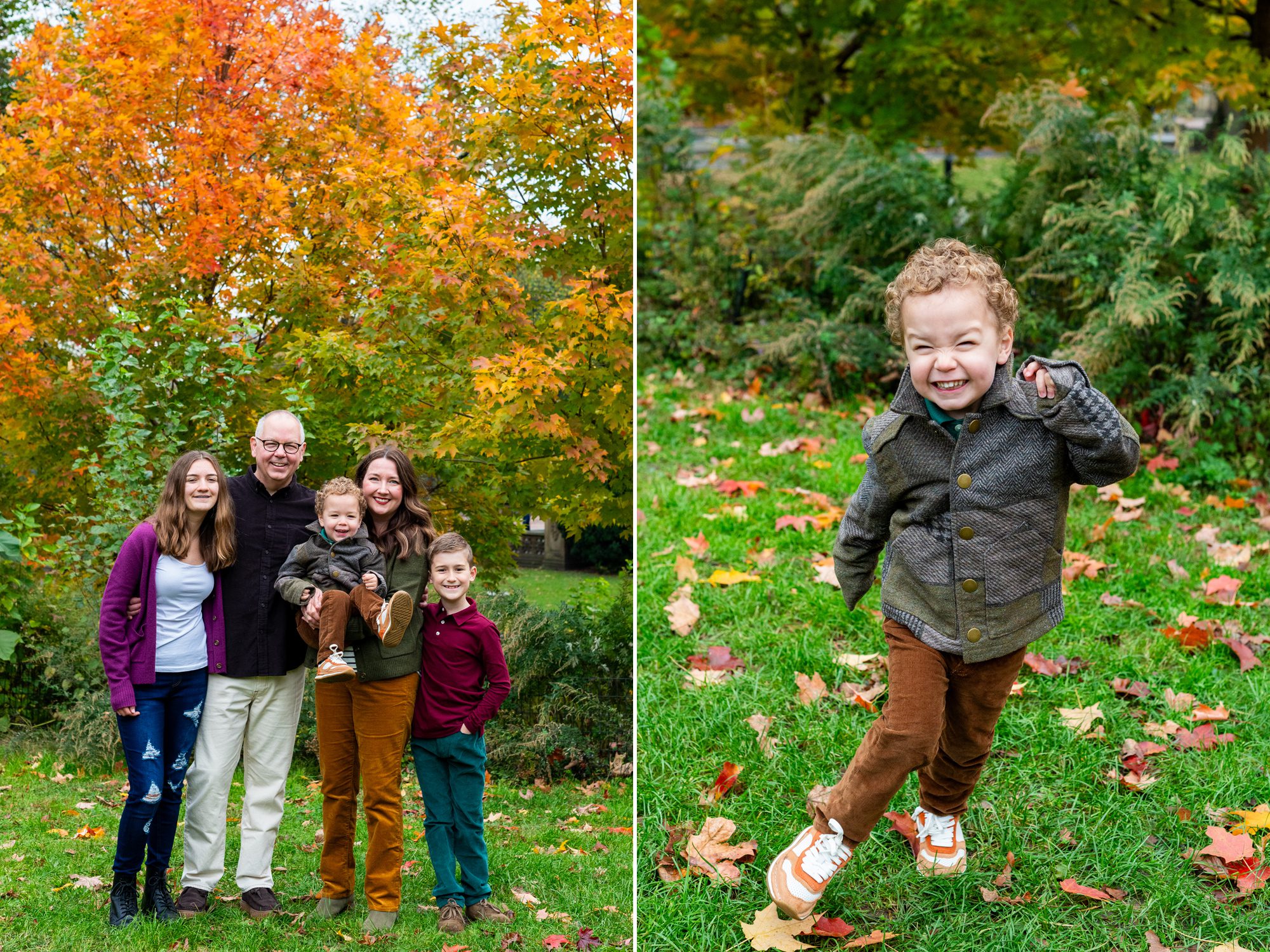 Family photos in Central Park in the fall. 