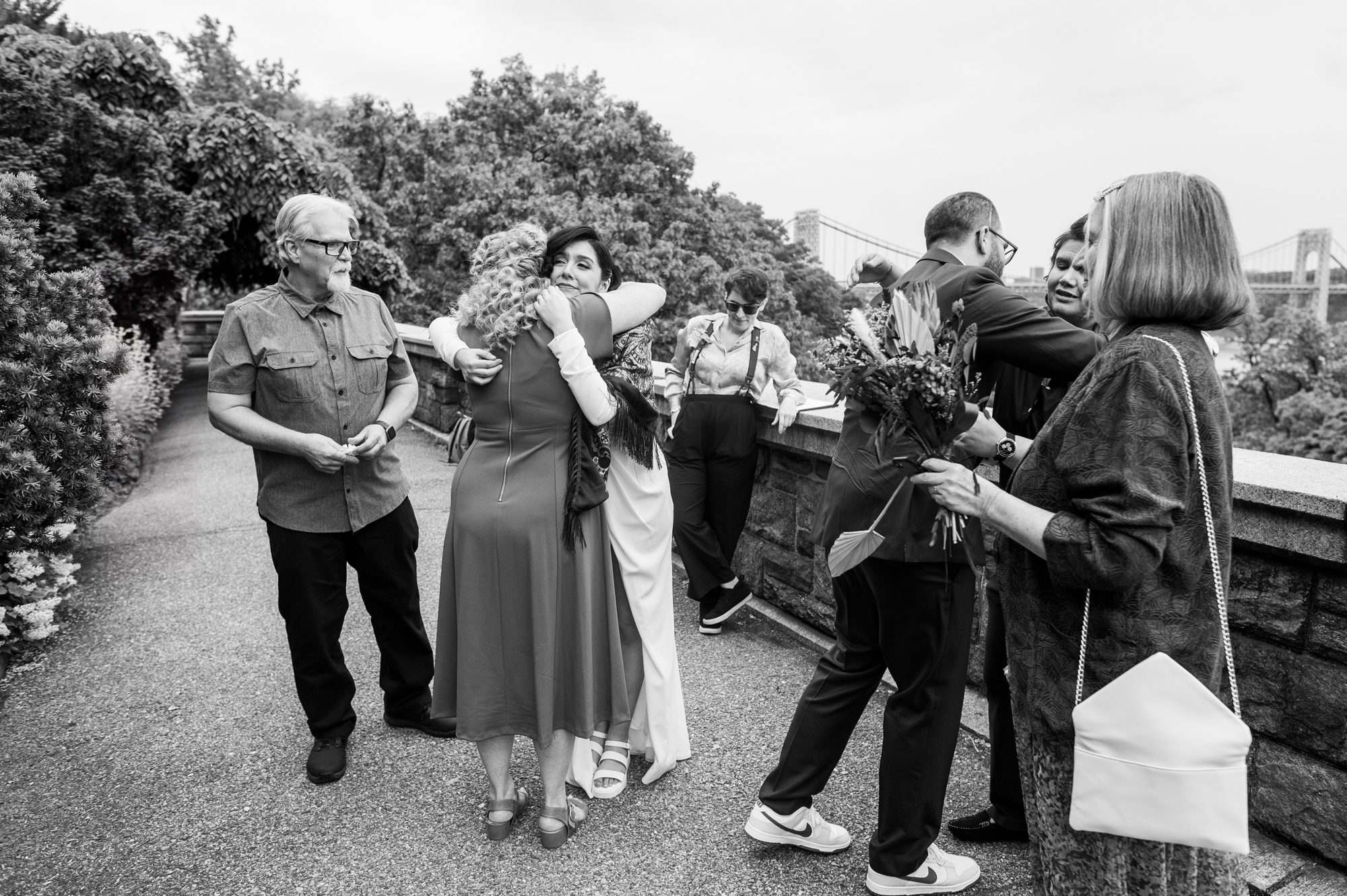 Family celebrating at the end of an elopement in NYC