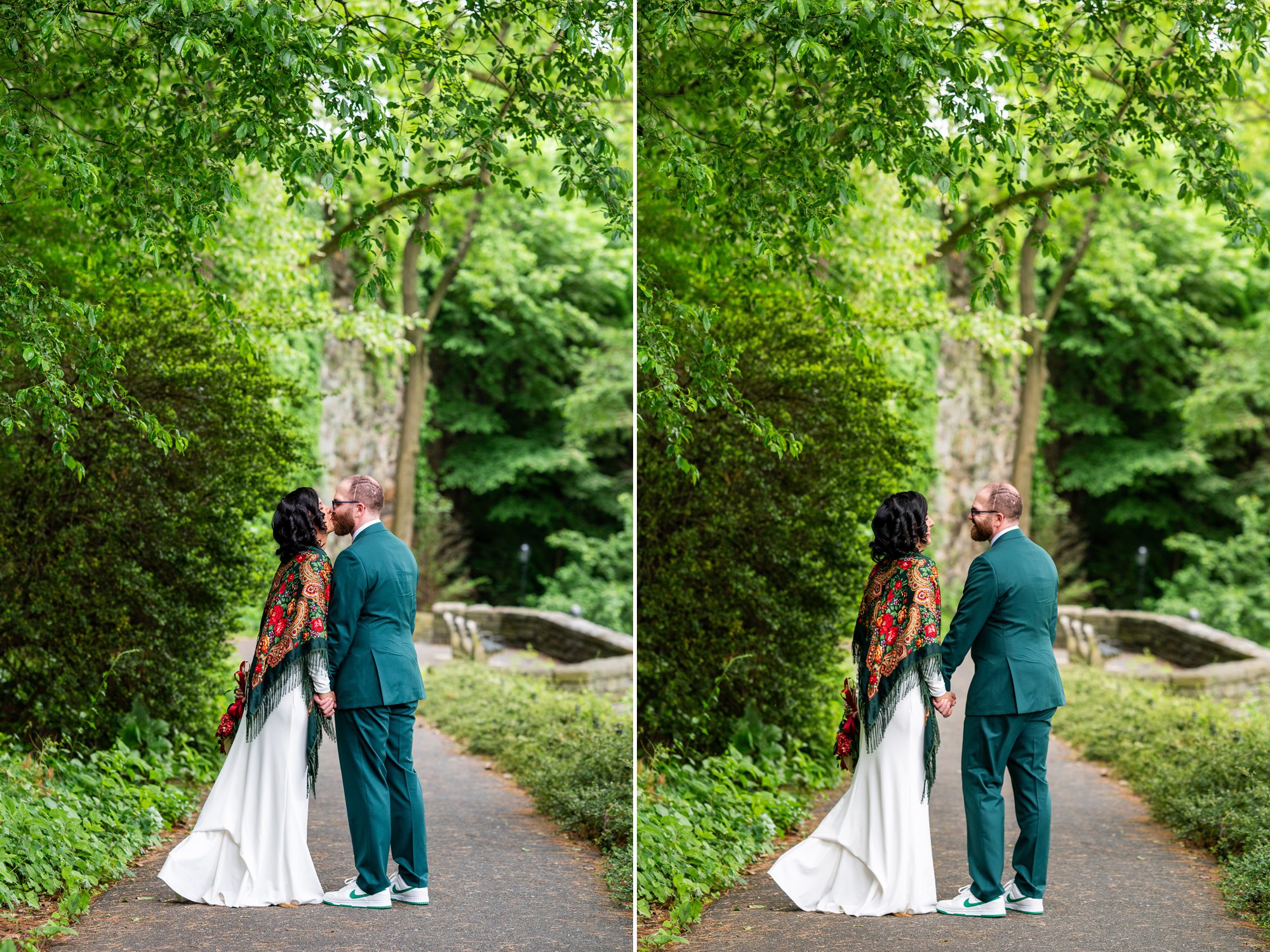 Wedding photos in Fort Tryon Park in NYC