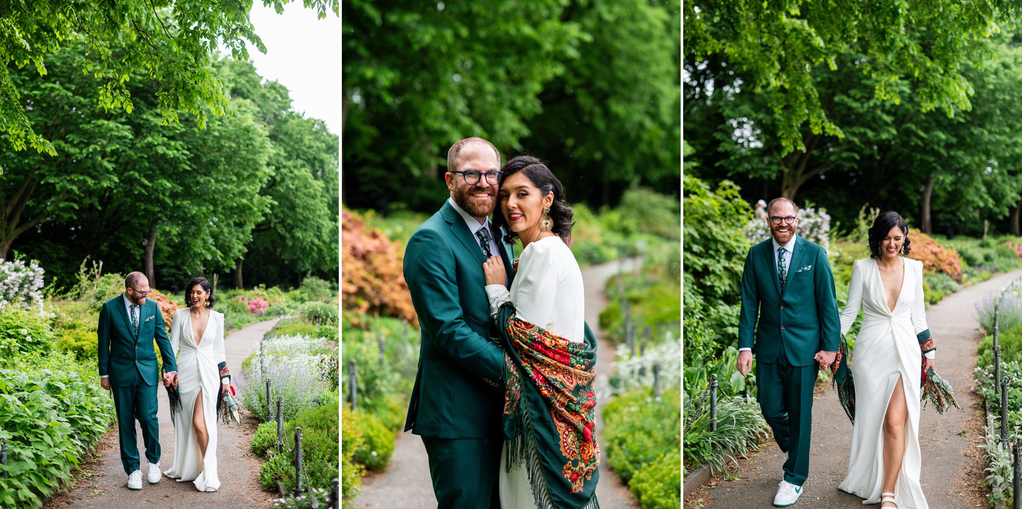 Wedding photos in gardens at Fort Tryon Park 