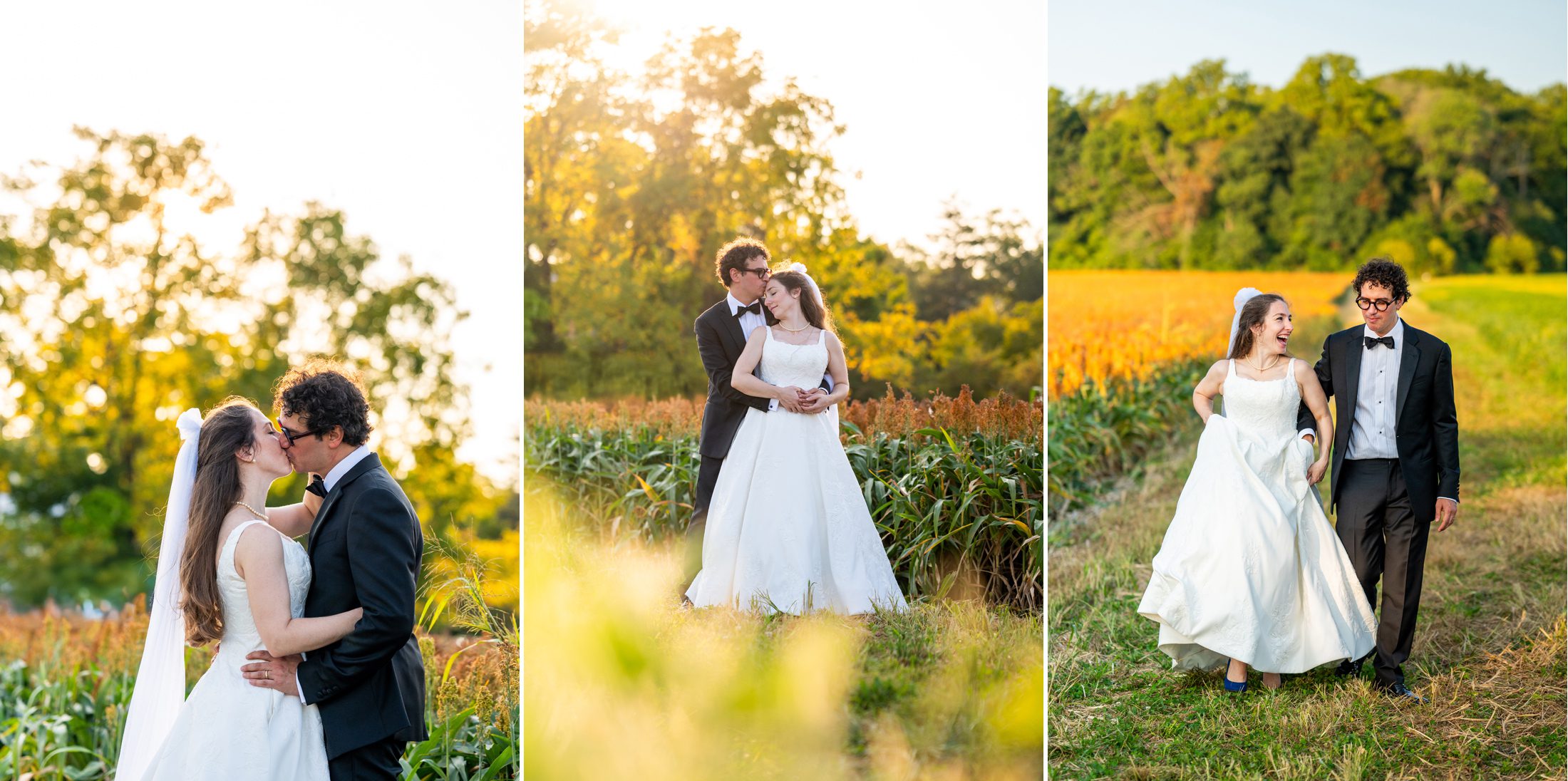 Sunset wedding photos at Updike Farmstead in New Jersey