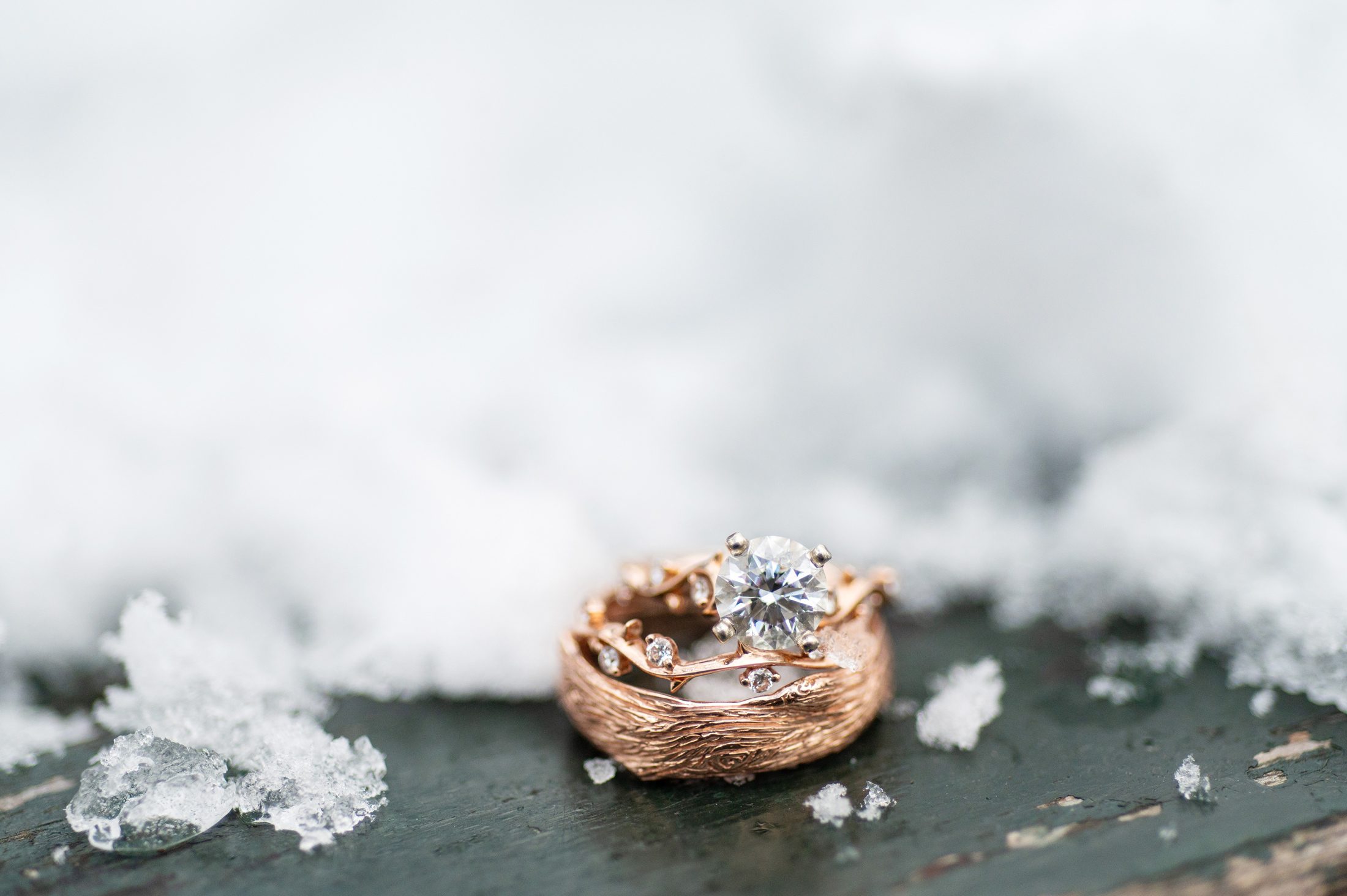Wedding Ring Photo in the Snow