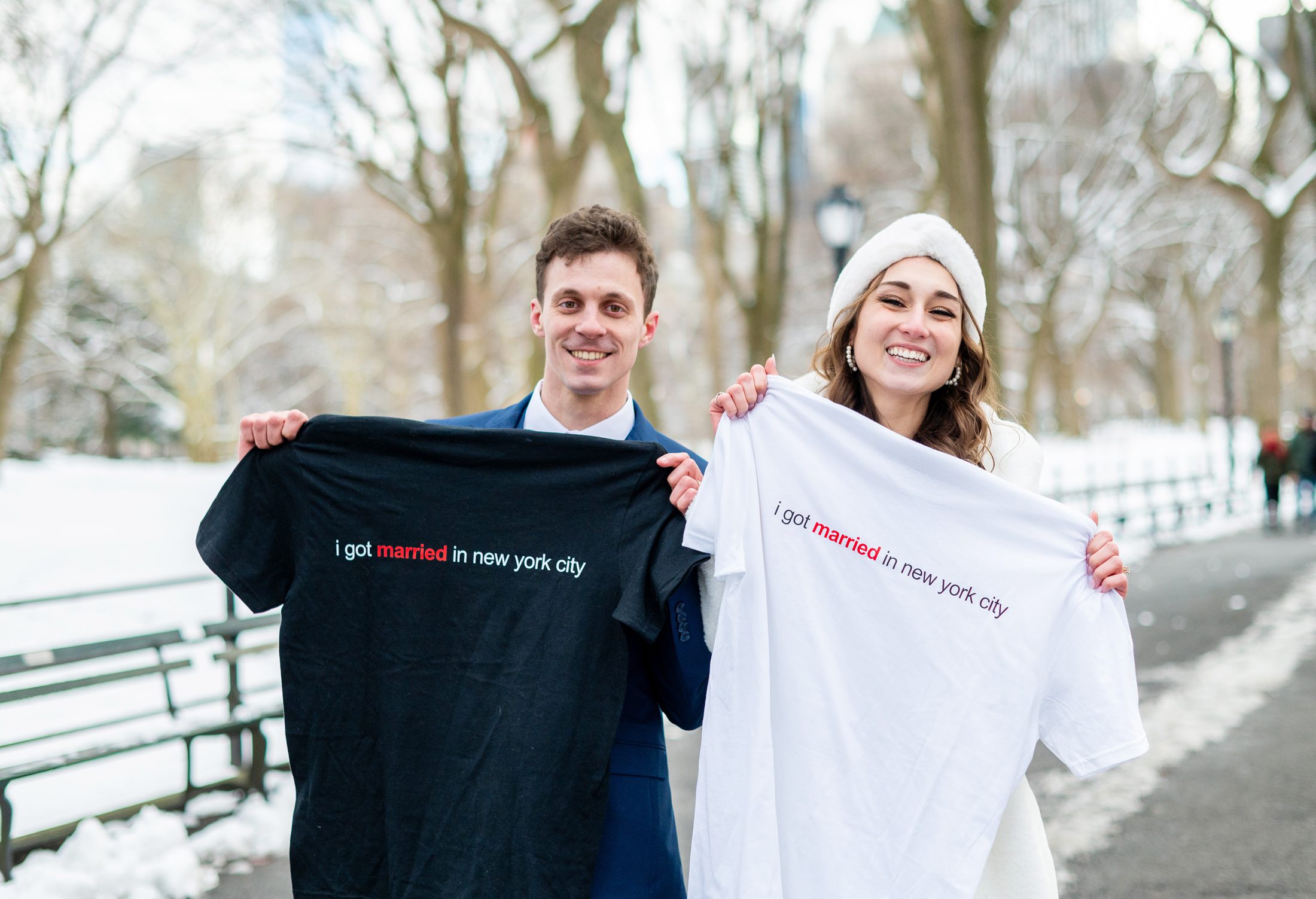 Couple with I Got Married in NYC TShirts 