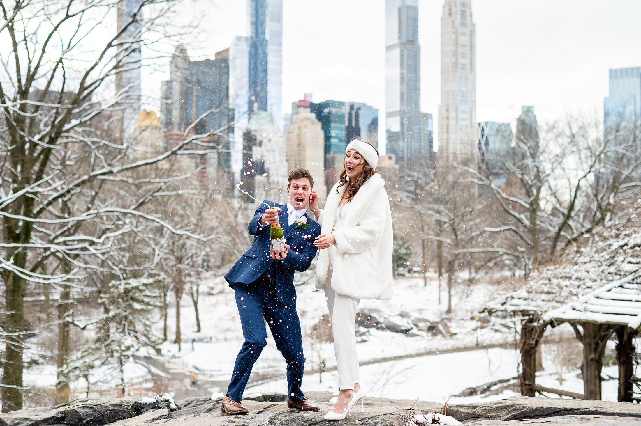 Champagne Pop at Central Park Elopement in NYC