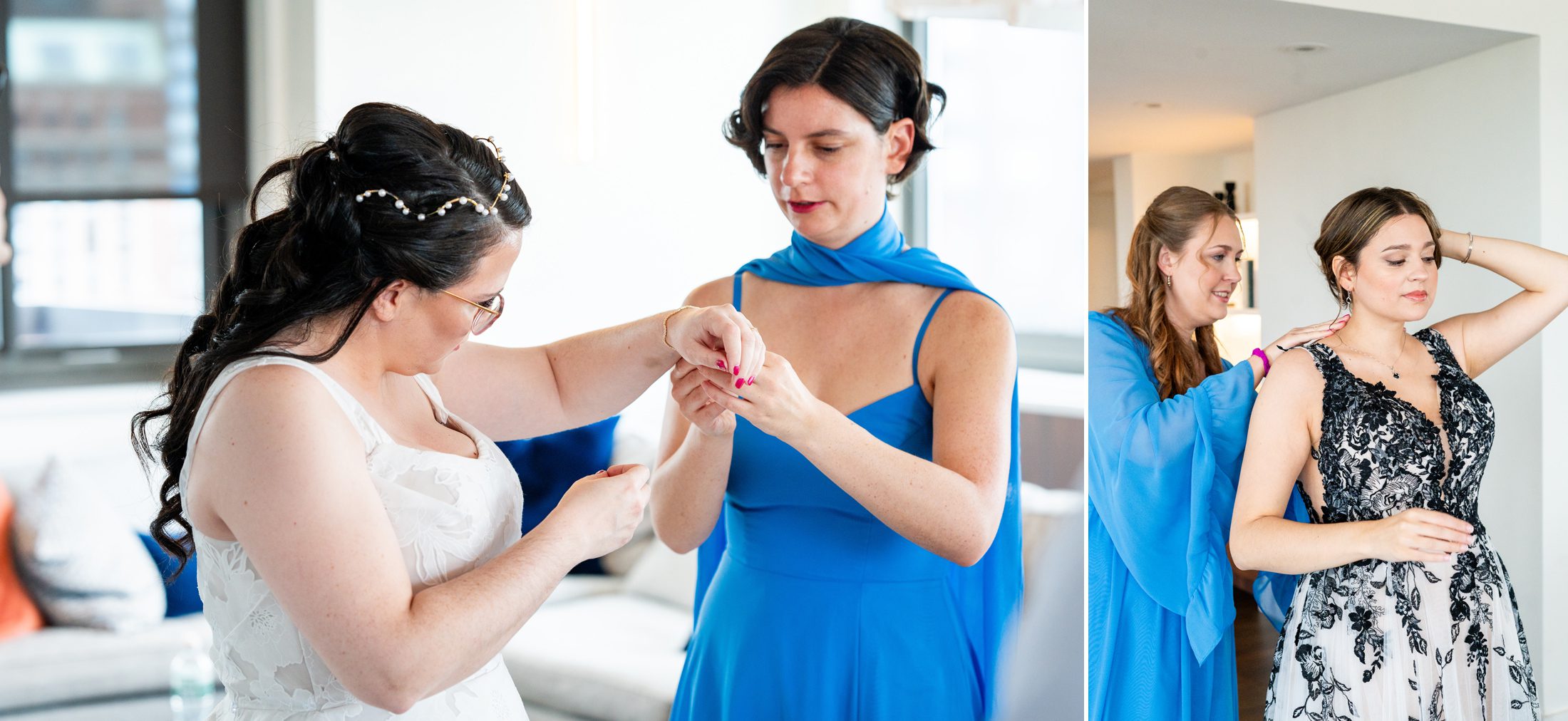 Two brides getting ready