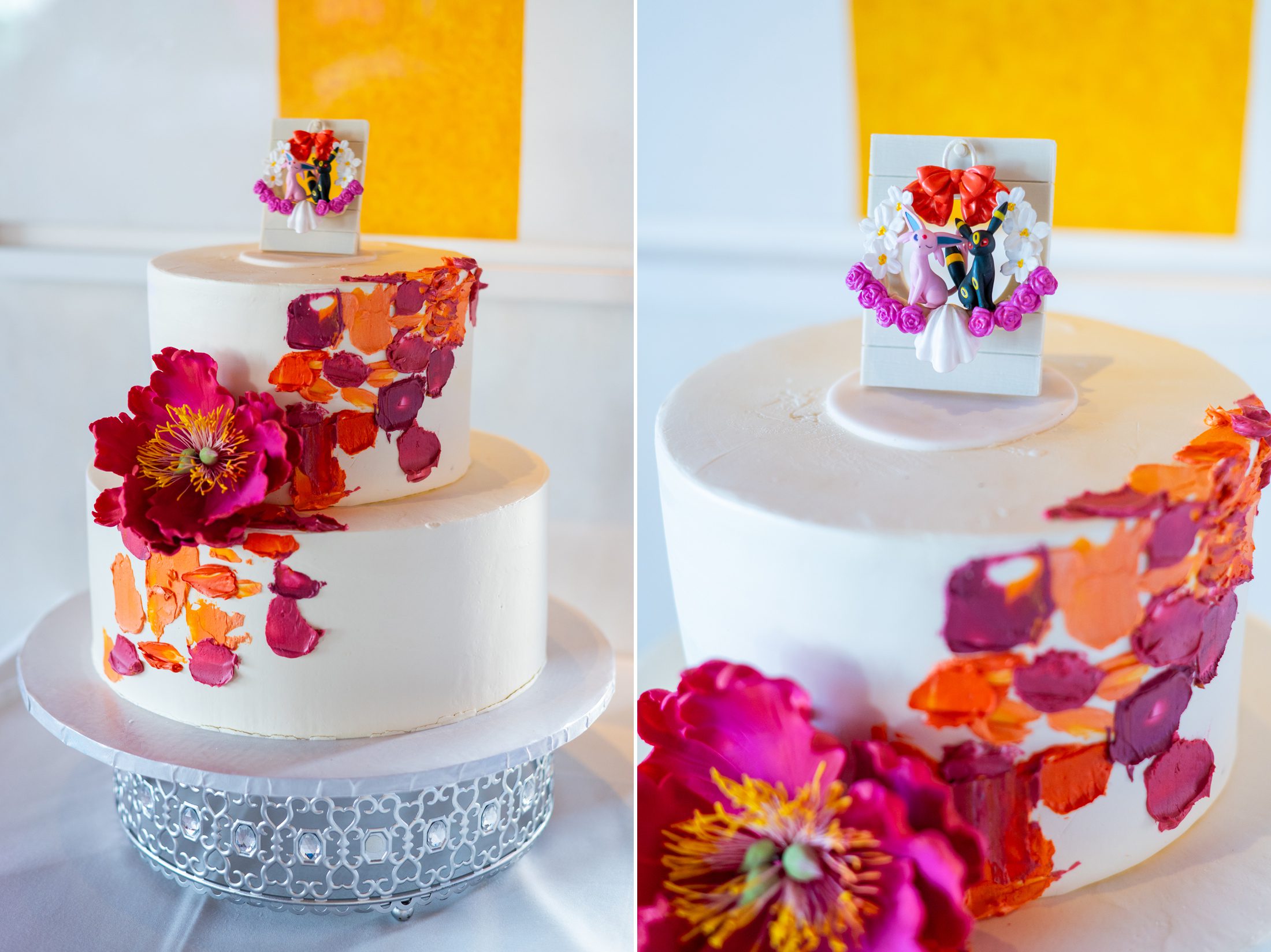 Bright colored wedding cake 