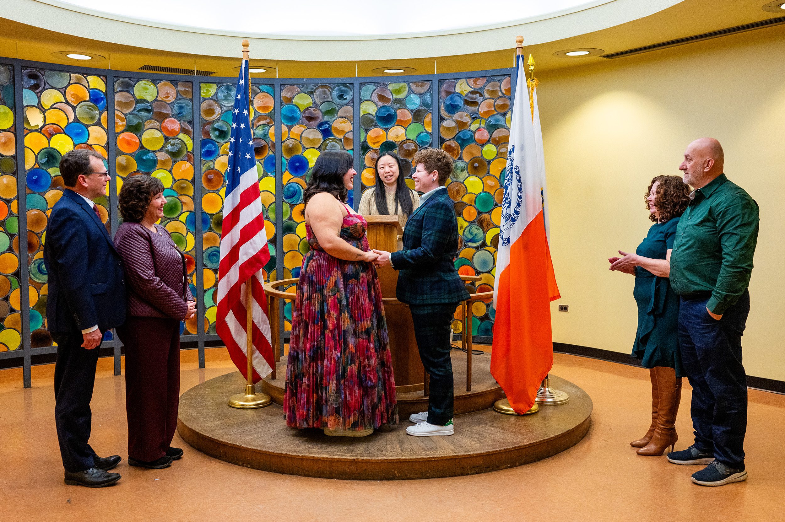 Couple getting married at Brooklyn City Hall Wedding Ceremony