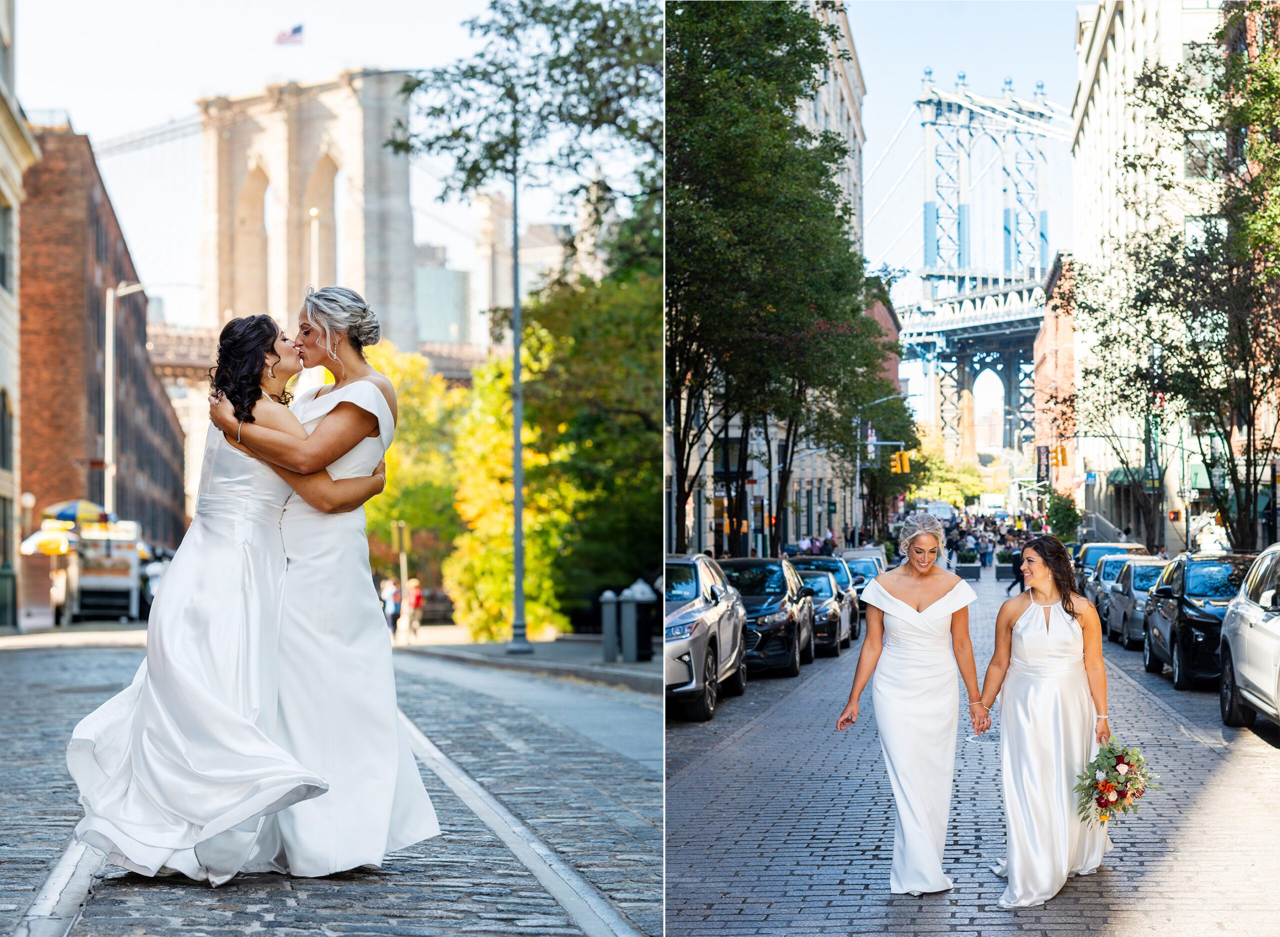 NYC Elopement Photos with two brides in Dumbo Brooklyn 