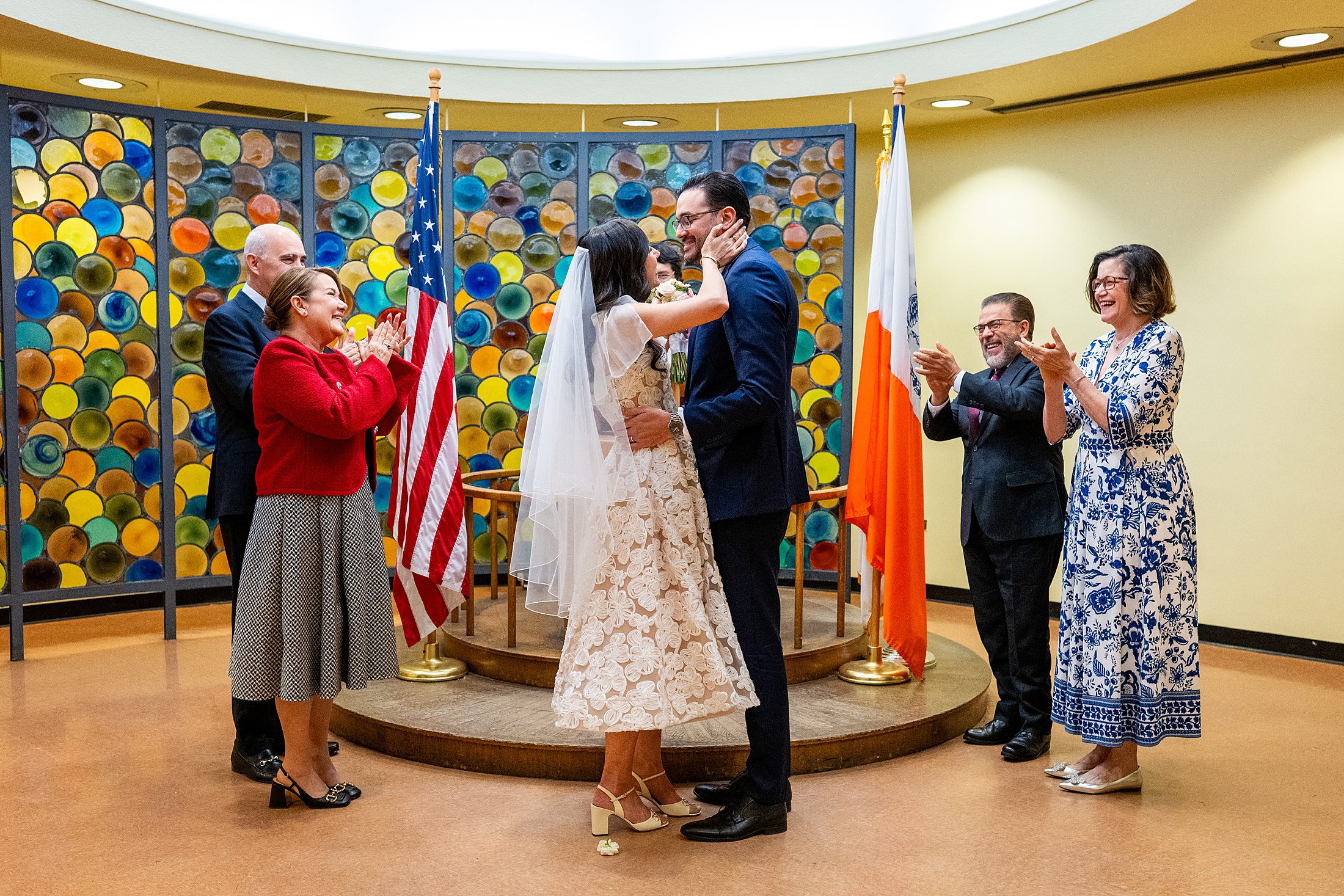 Couple getting married at Brooklyn City Hall 