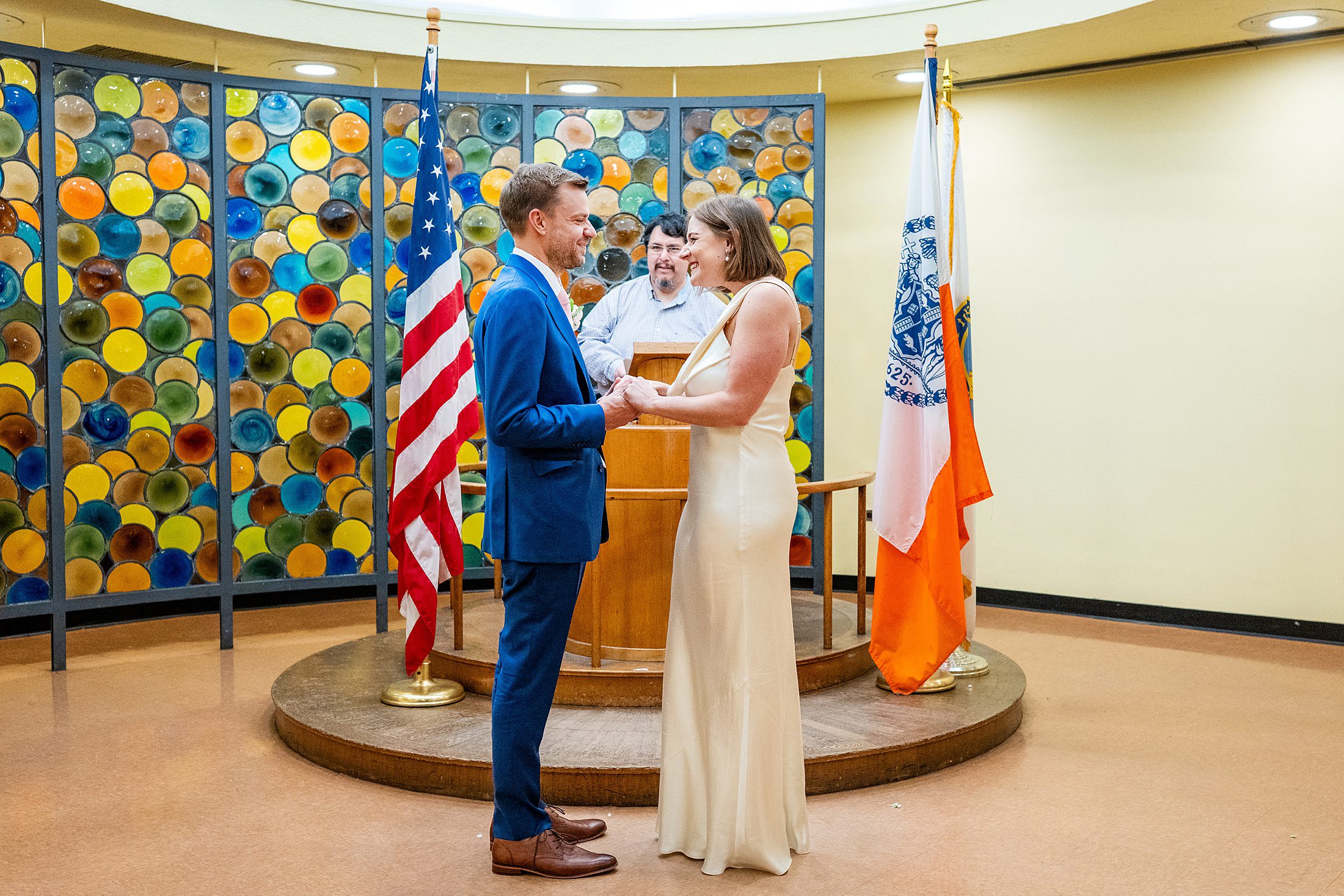 Couple getting married at Brooklyn City Hall wedding ceremony space